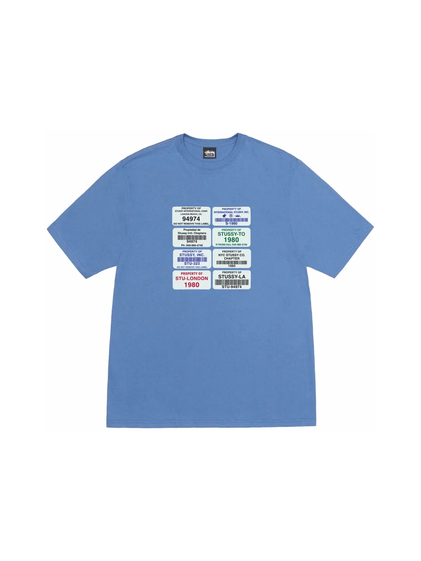 Мужская футболка с принтом Stussy Codes Tee Stussy — изображение 1 из 1, якиманский синий