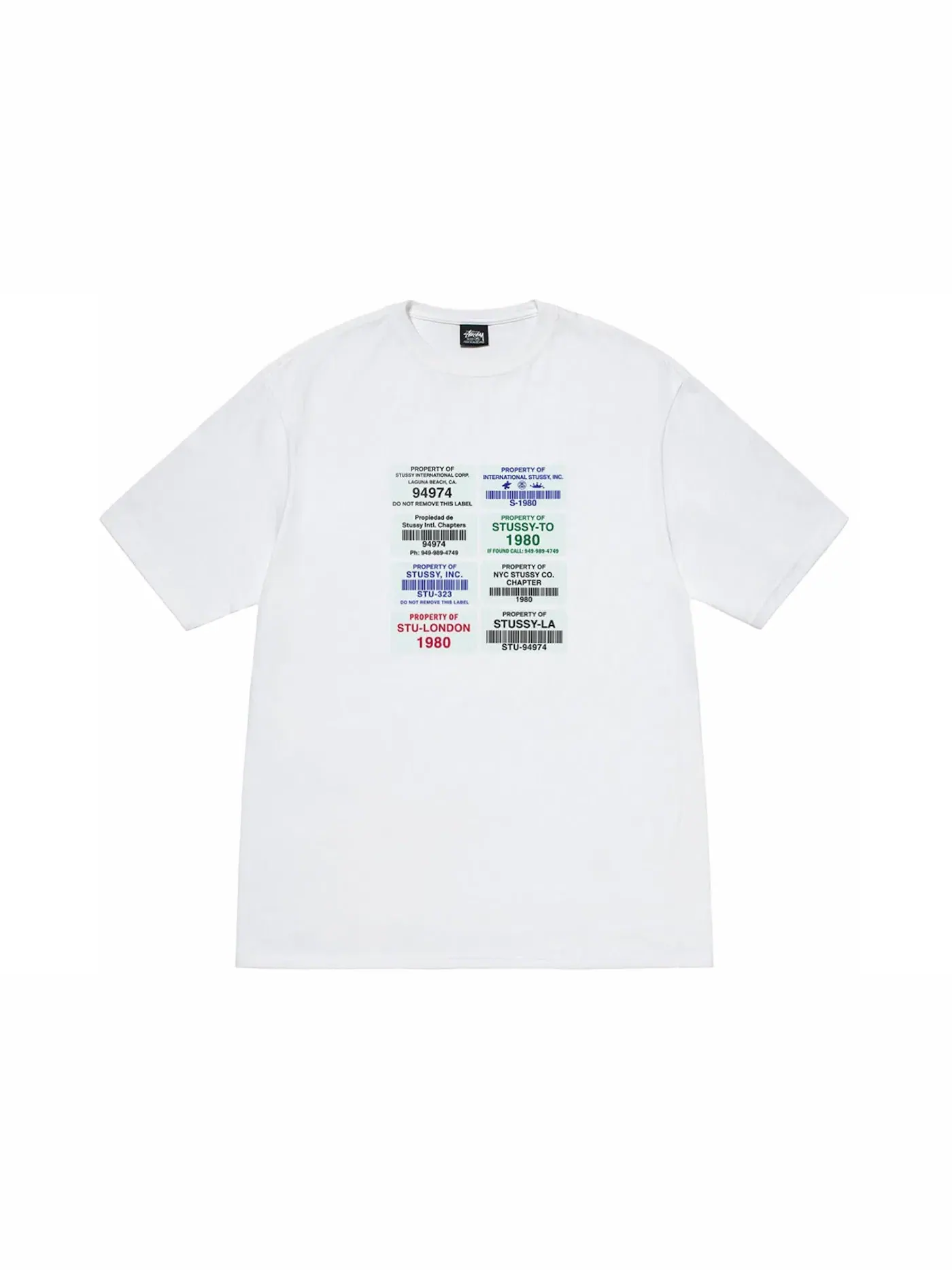 Мужская футболка с принтом Stussy Codes Tee Stussy — изображение 1 из 1, белый