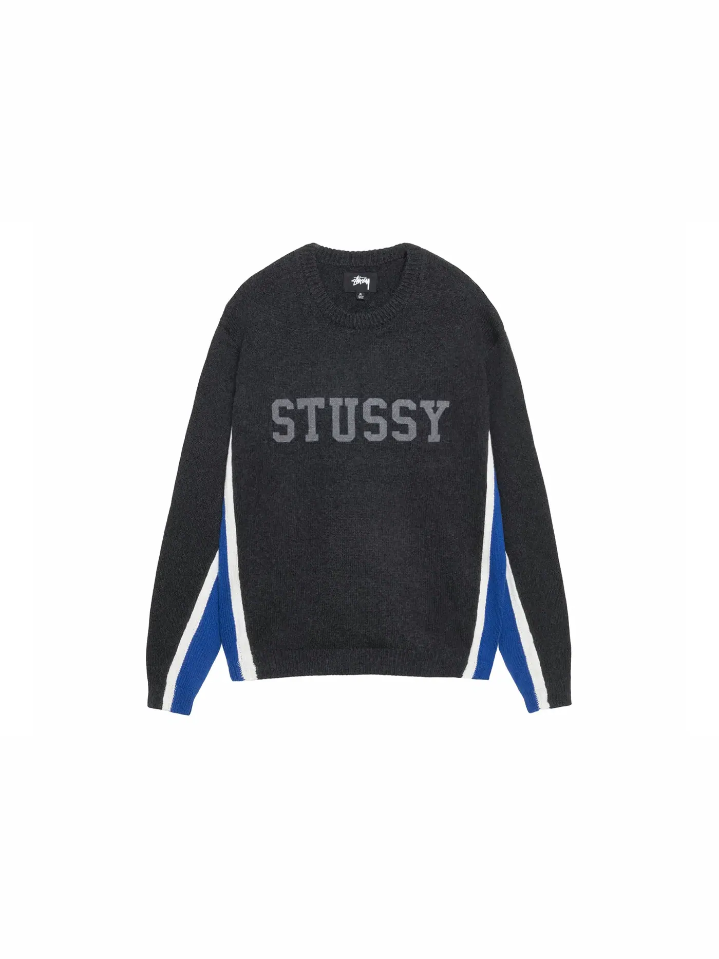 Мужской свитшот с контрастными полосами Stussy Crew — изображение 1 из 2, темно-серый