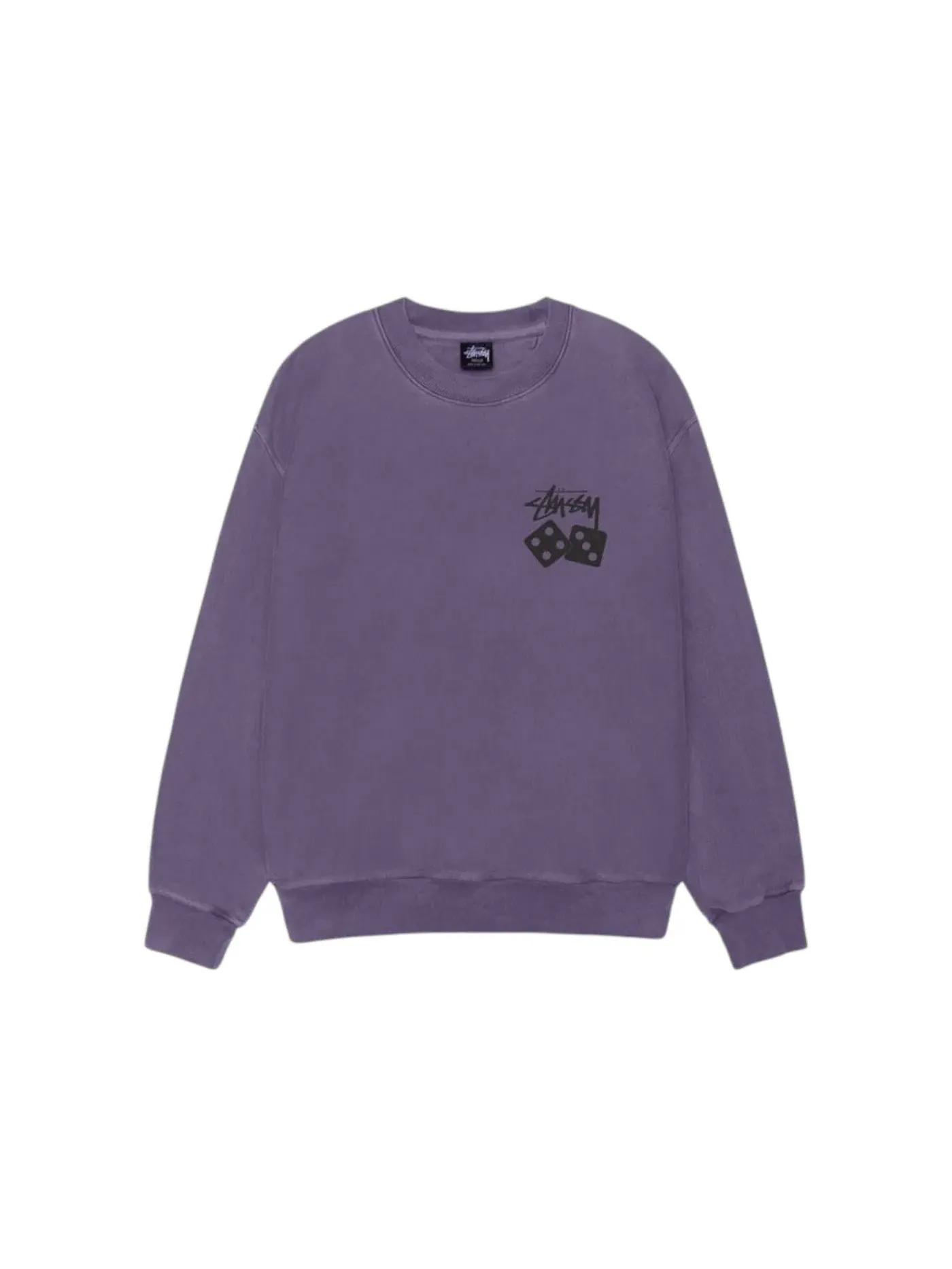 Мужской свитшот с крашеным эффектом Dice Pig Dye Stussy — изображение 1 из 1, фиолетовый