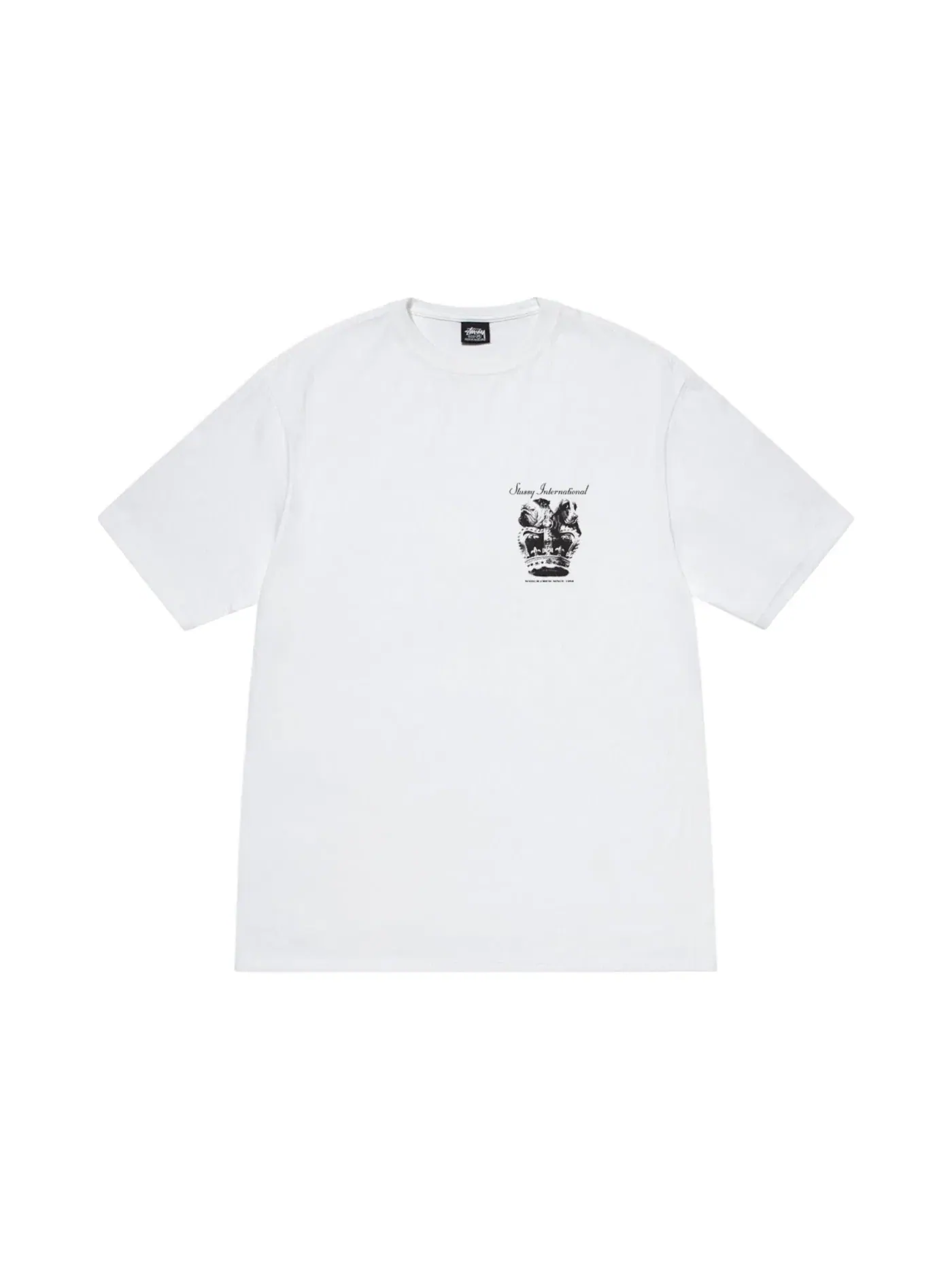 Мужская футболка с принтом Stussy Dog Crown Tee — изображение 2 из 2, белый