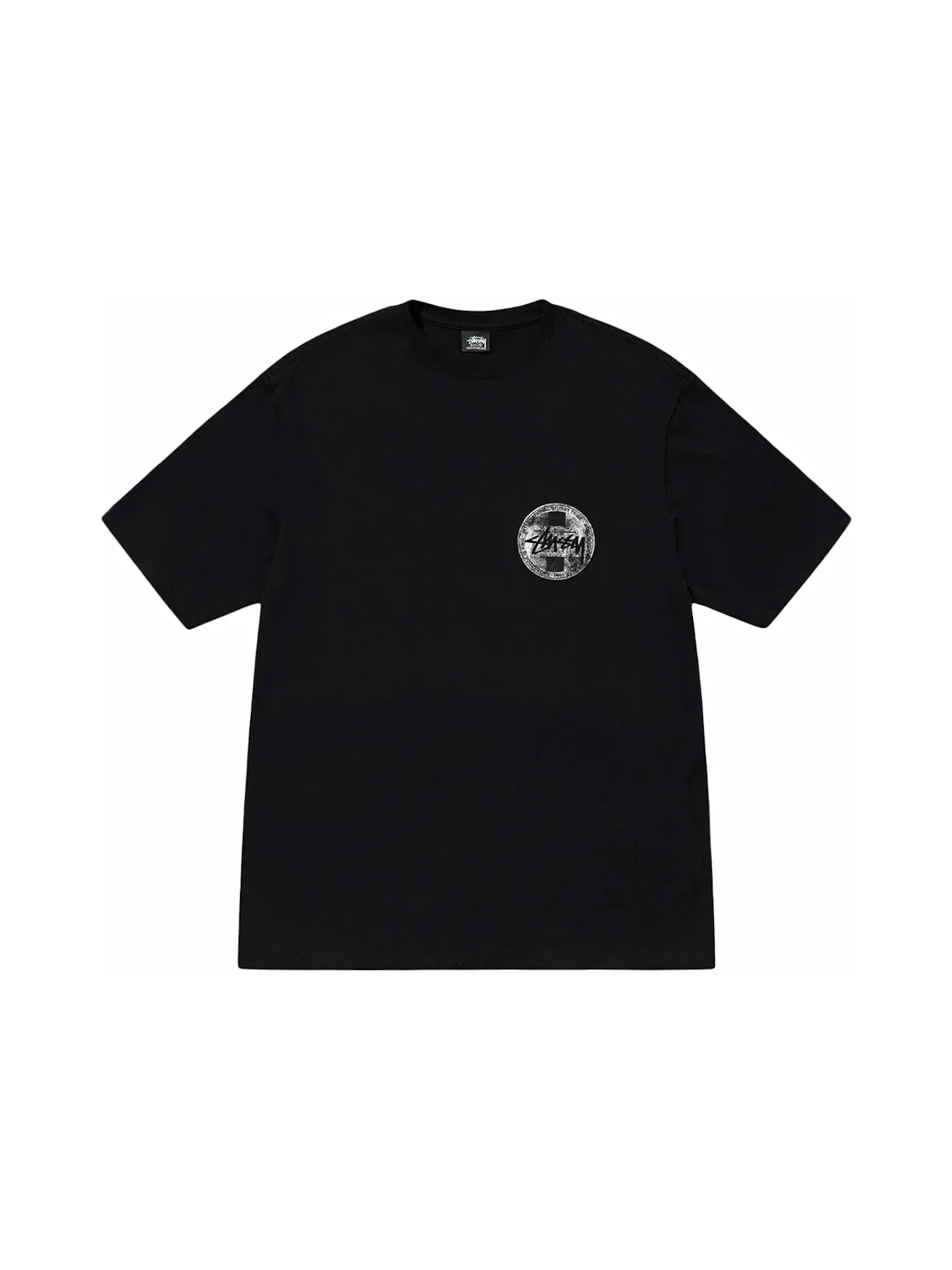 Мужская футболка с принтом Stussy Tee — изображение 2 из 2, черный