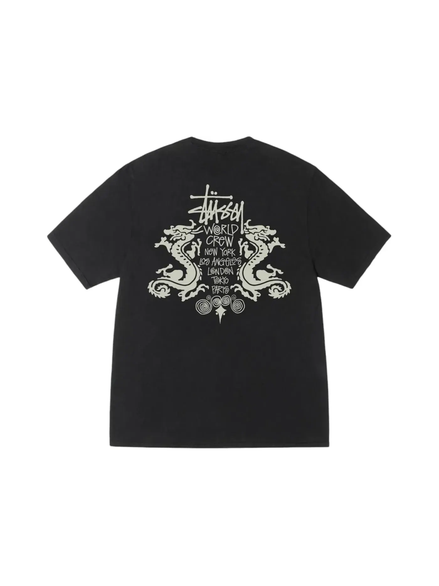 Мужская футболка с принтом Double Dragon Stussy — изображение 1 из 1, черный