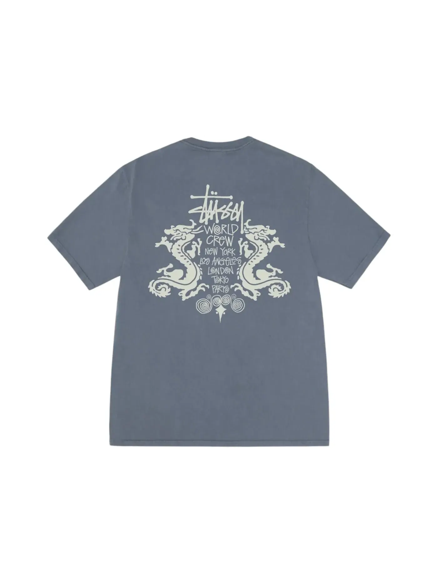 Мужская футболка с принтом Double Dragon Stussy — изображение 1 из 1, темно-синий