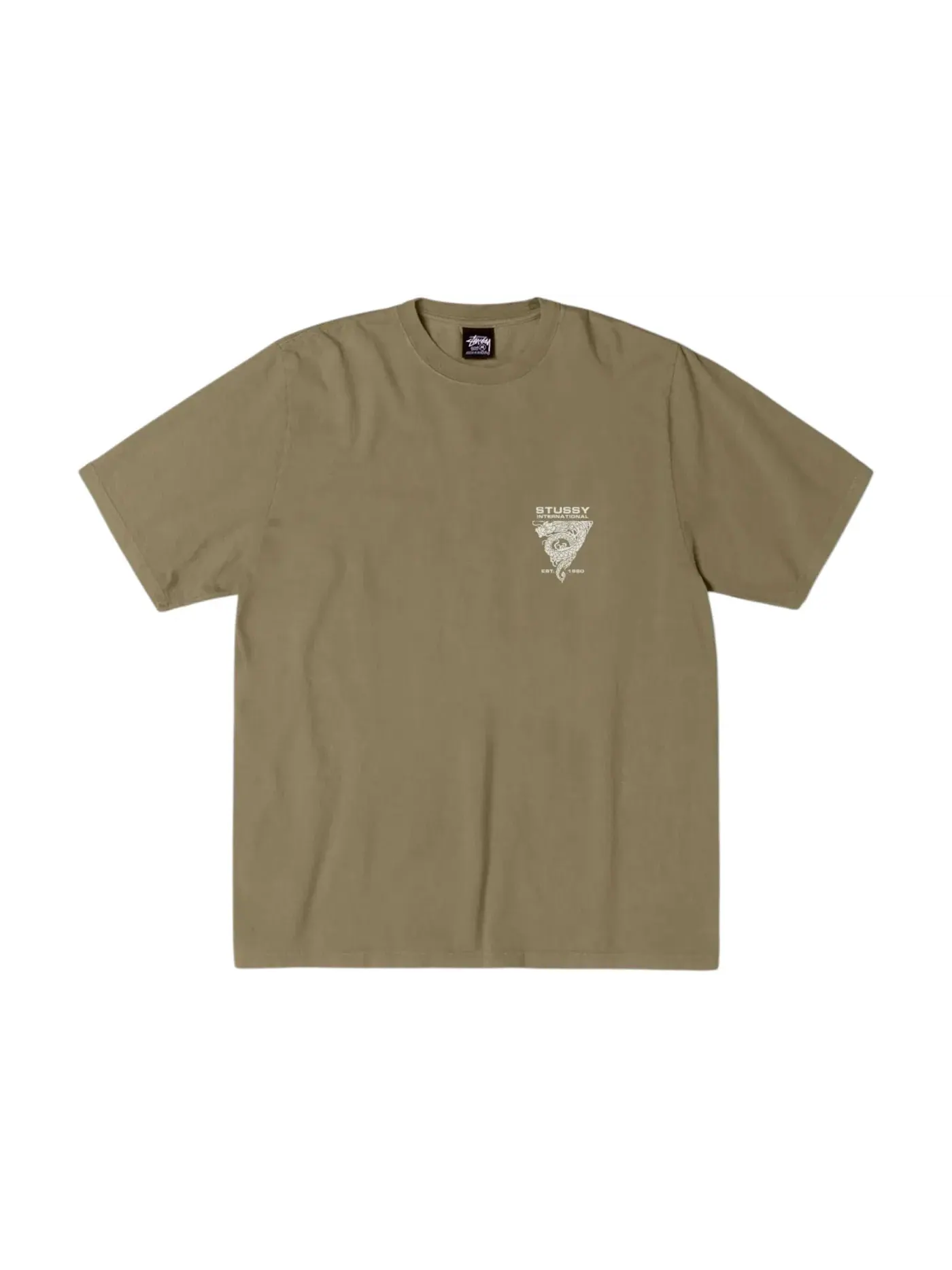 Мужская футболка с принтом Stussy Tee — изображение 1 из 2, армейский