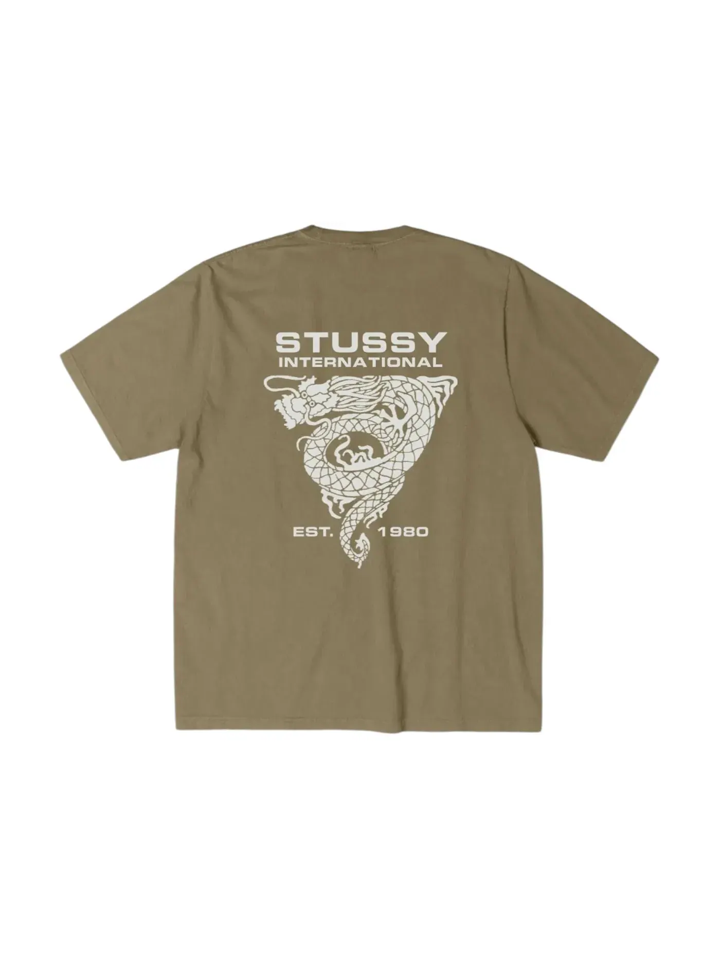 Мужская футболка с принтом Stussy Tee — изображение 2 из 2, армейский
