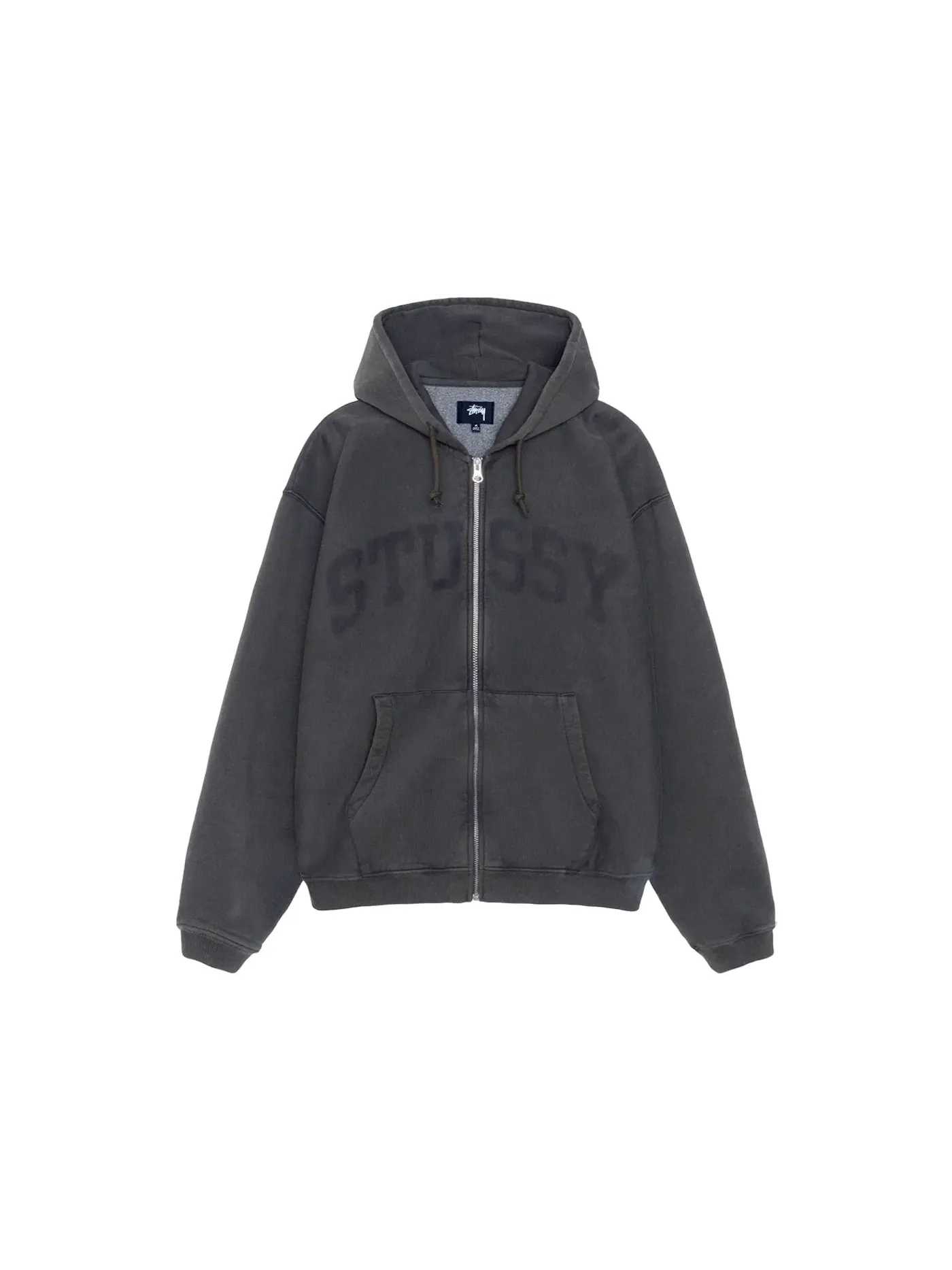 Мужская худи с застежкой-молнией с принтом Hoodie Stussy — изображение 1 из 2, черный