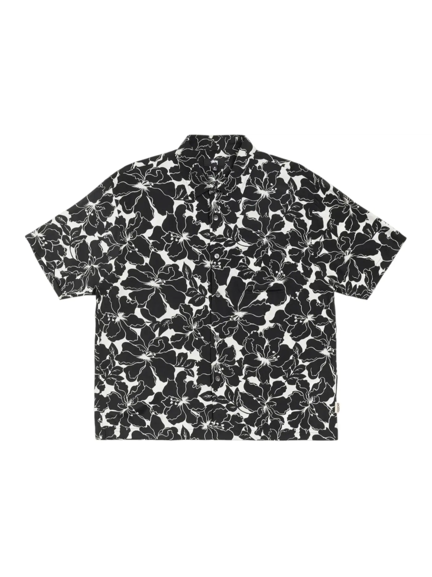 Детская рубашка с принтом Floral Hawaiian Shirt Stussy — изображение 1 из 2, черный