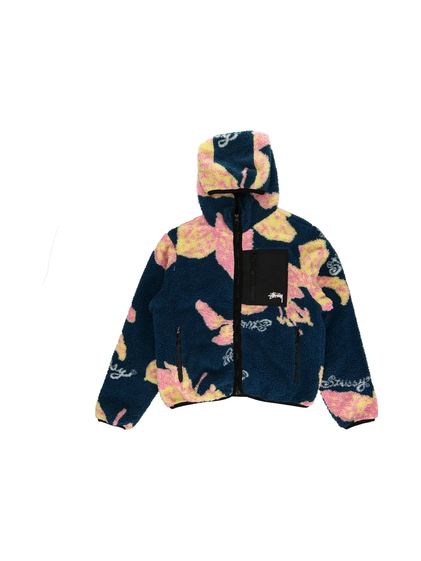 Мужская куртка флисовая с принтом Stussy Jacket — изображение 1 из 2, темно-бирюзовый