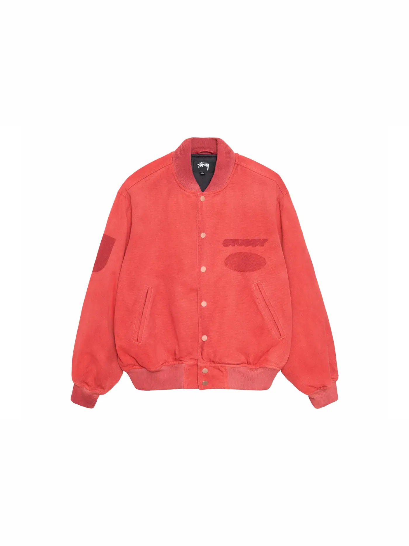 Мужская куртка-бомбер Stussy Ghost Logo Canvas Varsity Jacket — изображение 1 из 1, красный