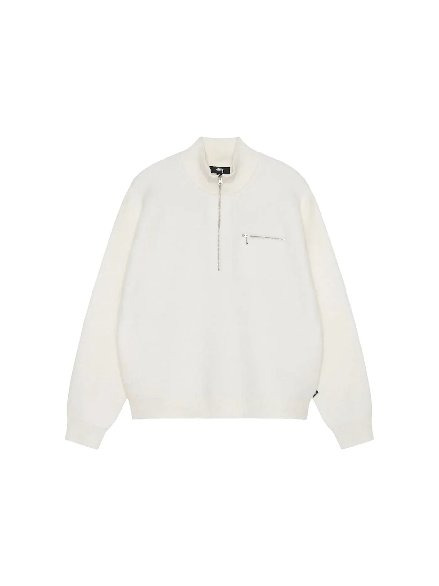 Мужской свитер с воротником-стойкой и полузастежкой Stussy — изображение 1 из 2, белый
