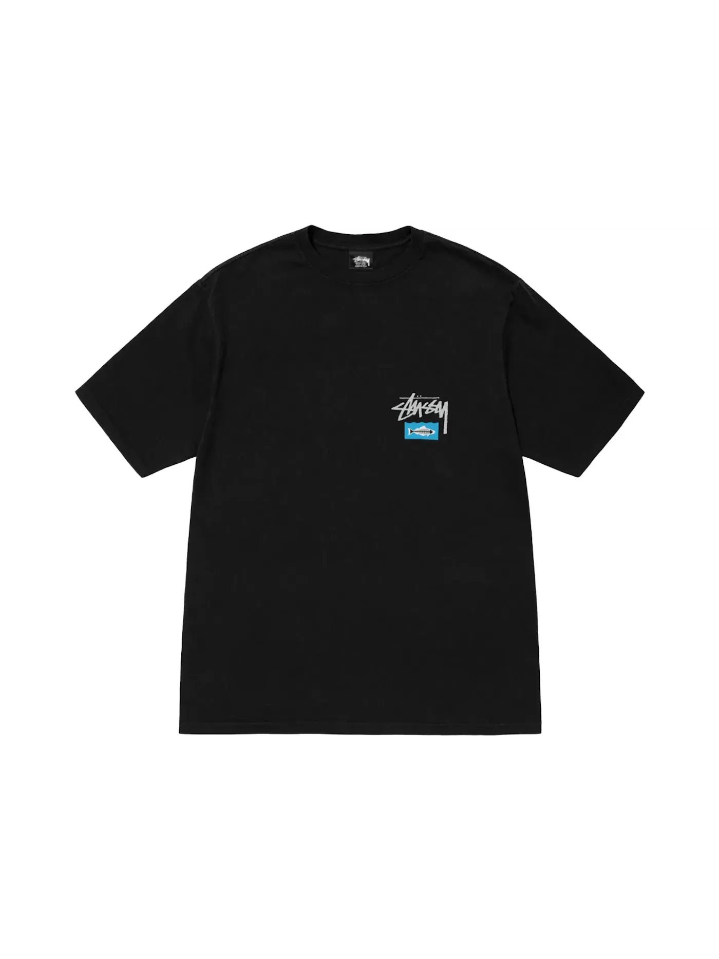 Мужская футболка с принтом Stussy Tee — изображение 2 из 2, черный