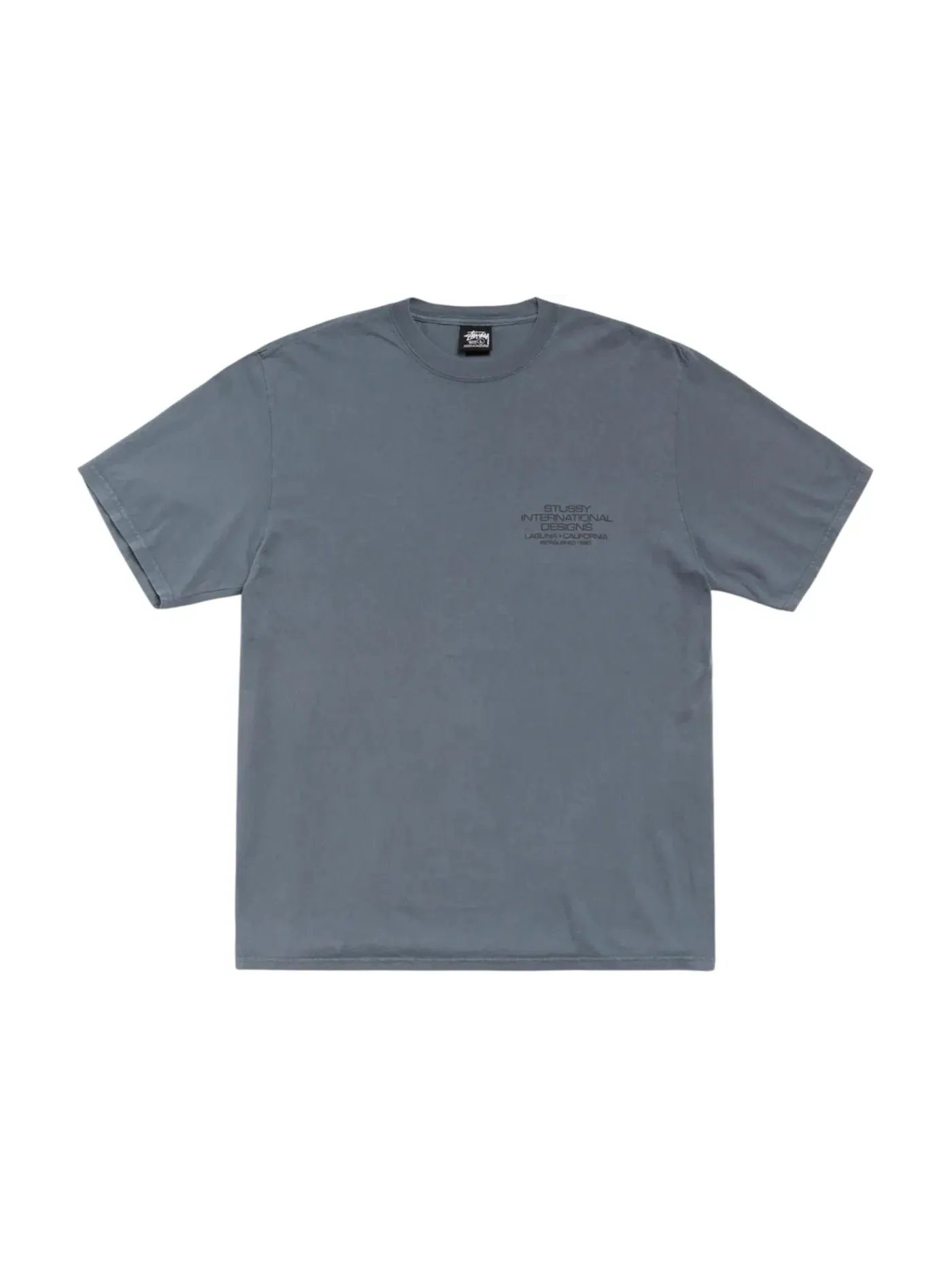 Мужская футболка с пигментным окрашиванием International Design Stussy — изображение 1 из 2, темно-синий