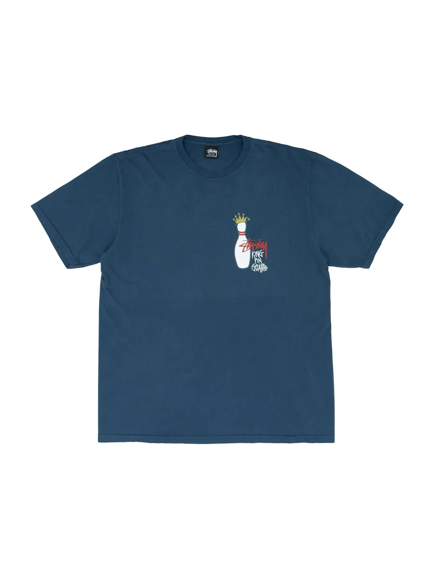 Мужская футболка с пигментным окрашиванием Kingpin Stussy — изображение 1 из 2, темно-синий