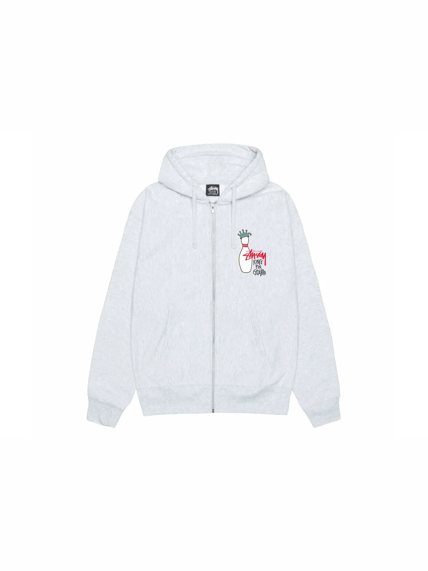 Мужская худи с молнией Kingpin Zip Hoodie Stussy — изображение 1 из 2, пепельный вереск