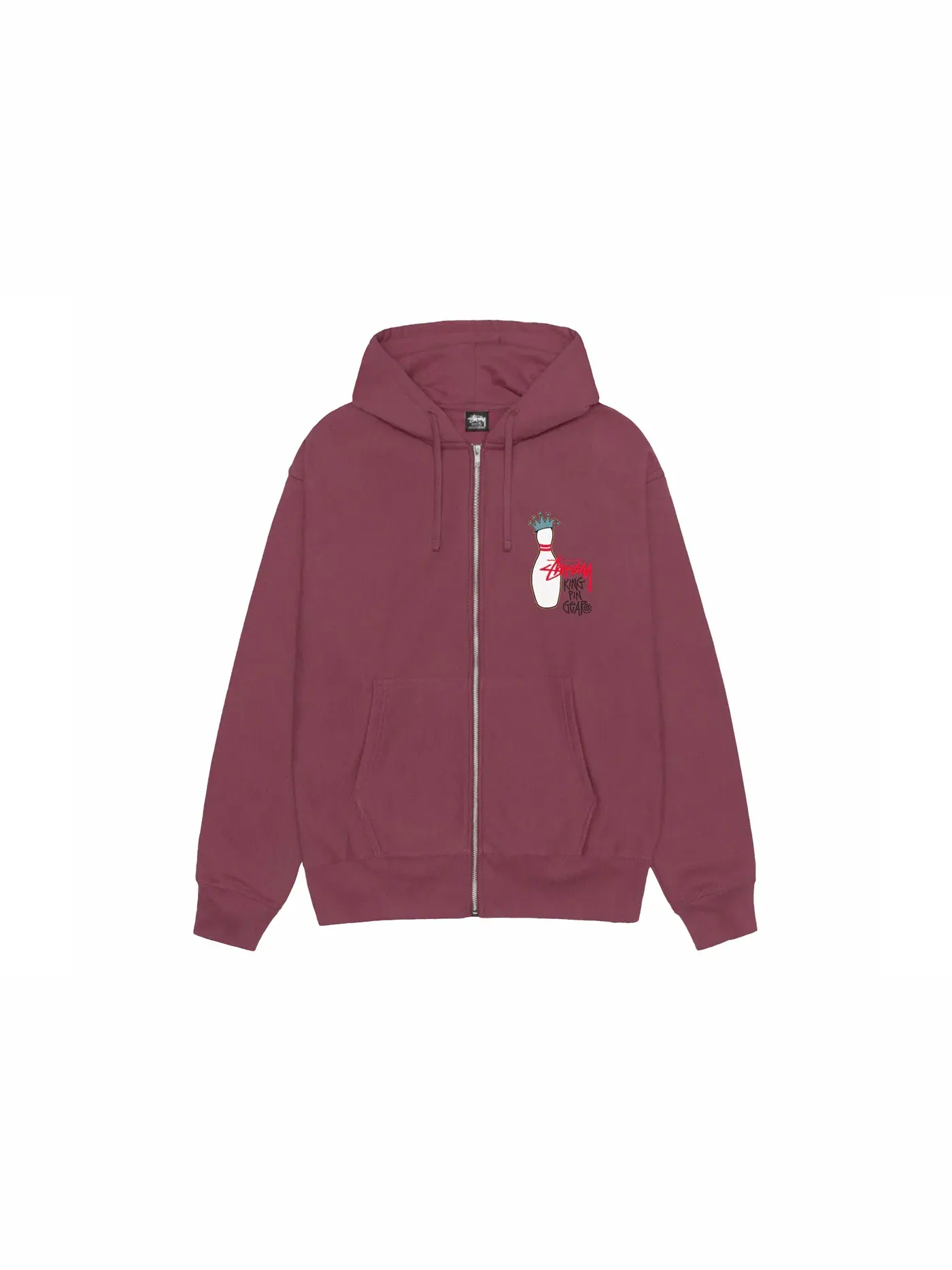 Мужская худи на молнии Kingpin Zip Stussy — изображение 1 из 2, бордовый
