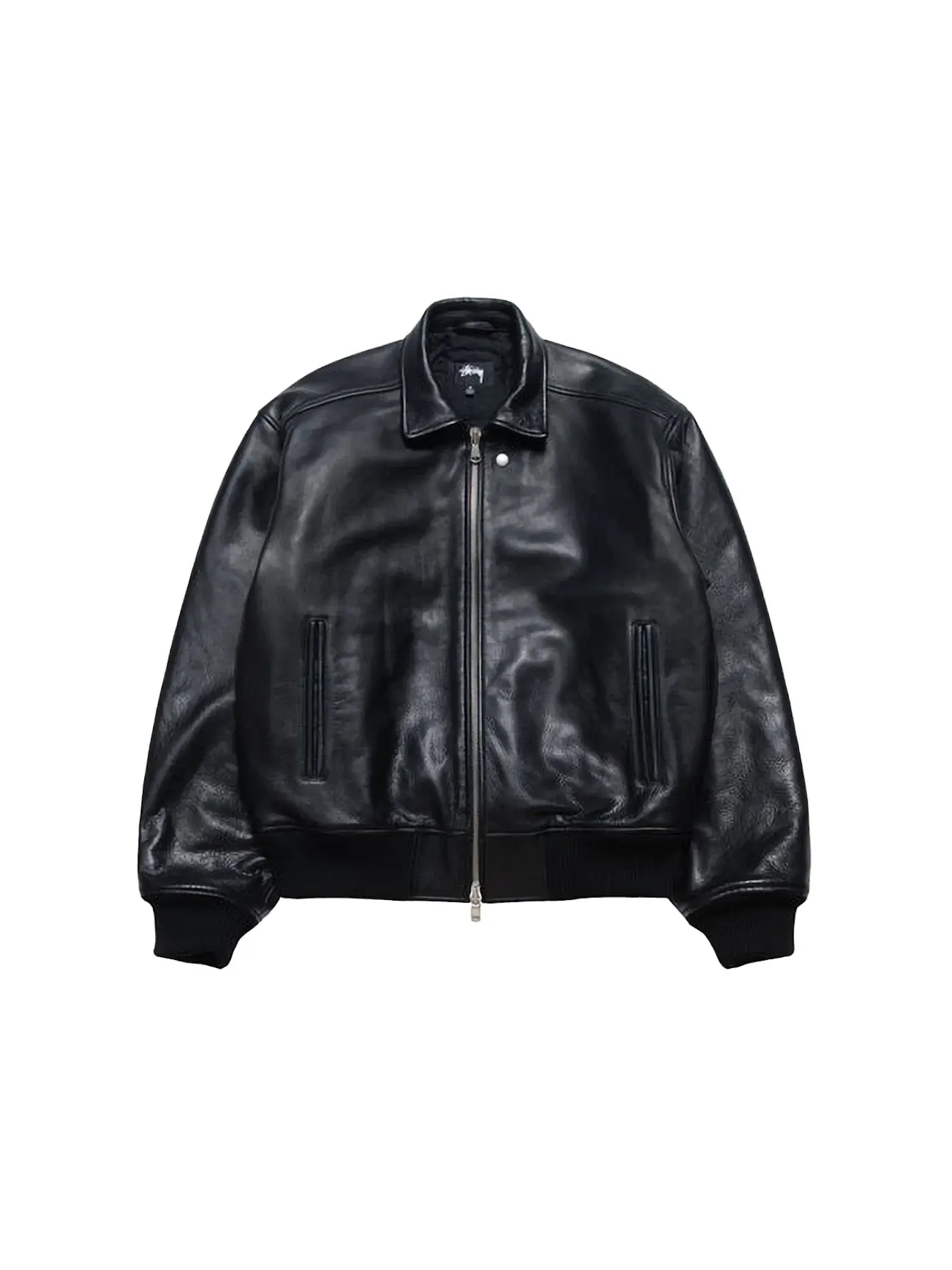 Мужская кожаная куртка-авиатор Stussy — изображение 1 из 1, черный