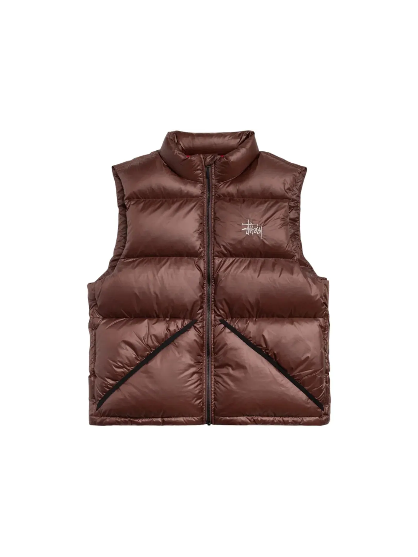Мужской жилет с принтом Micro Ripstop Down Vest Stussy — изображение 1 из 2, коричневый