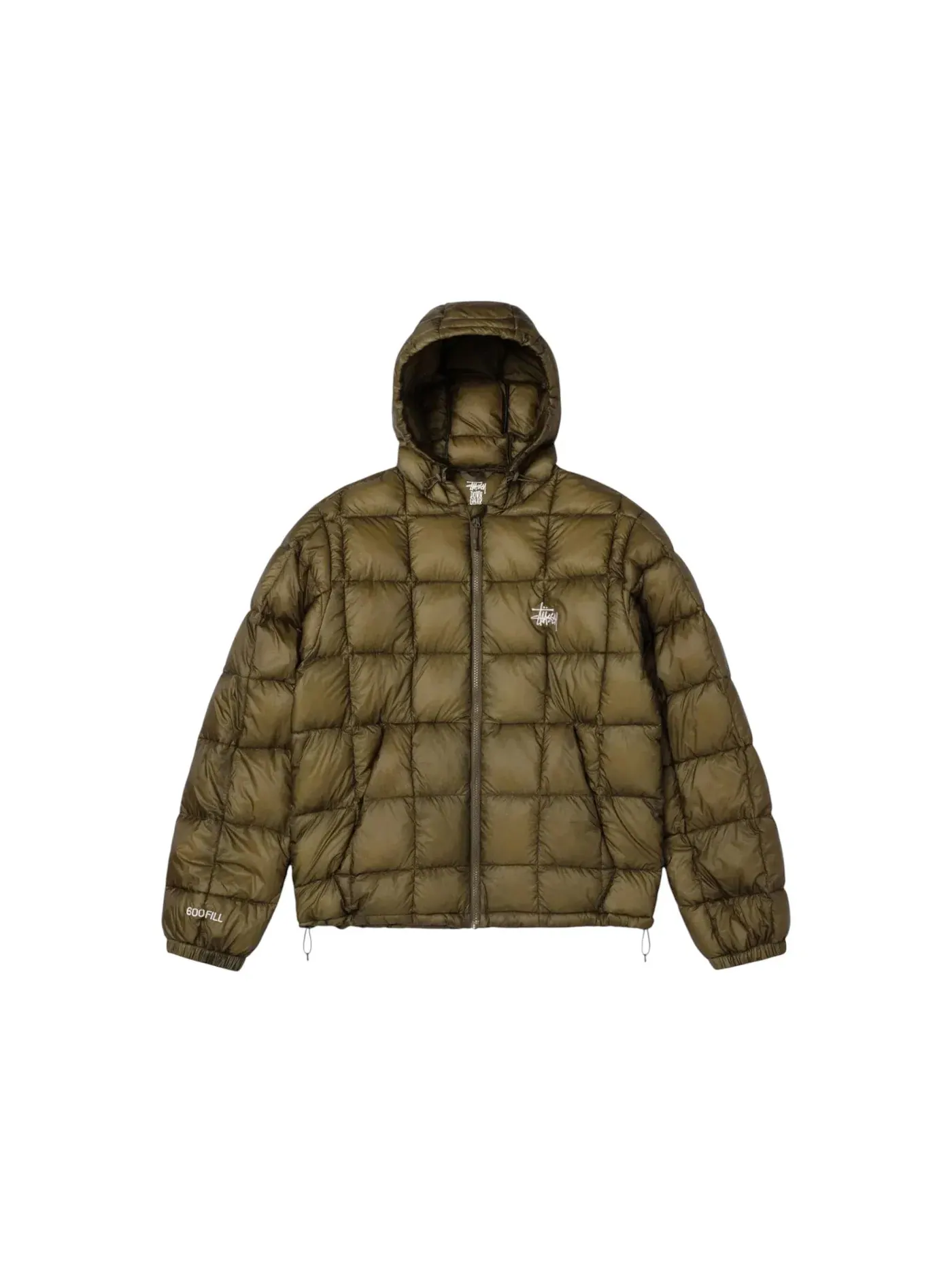 Мужская куртка-пуховик с капюшоном Puffer Stussy — изображение 1 из 2, оливковый
