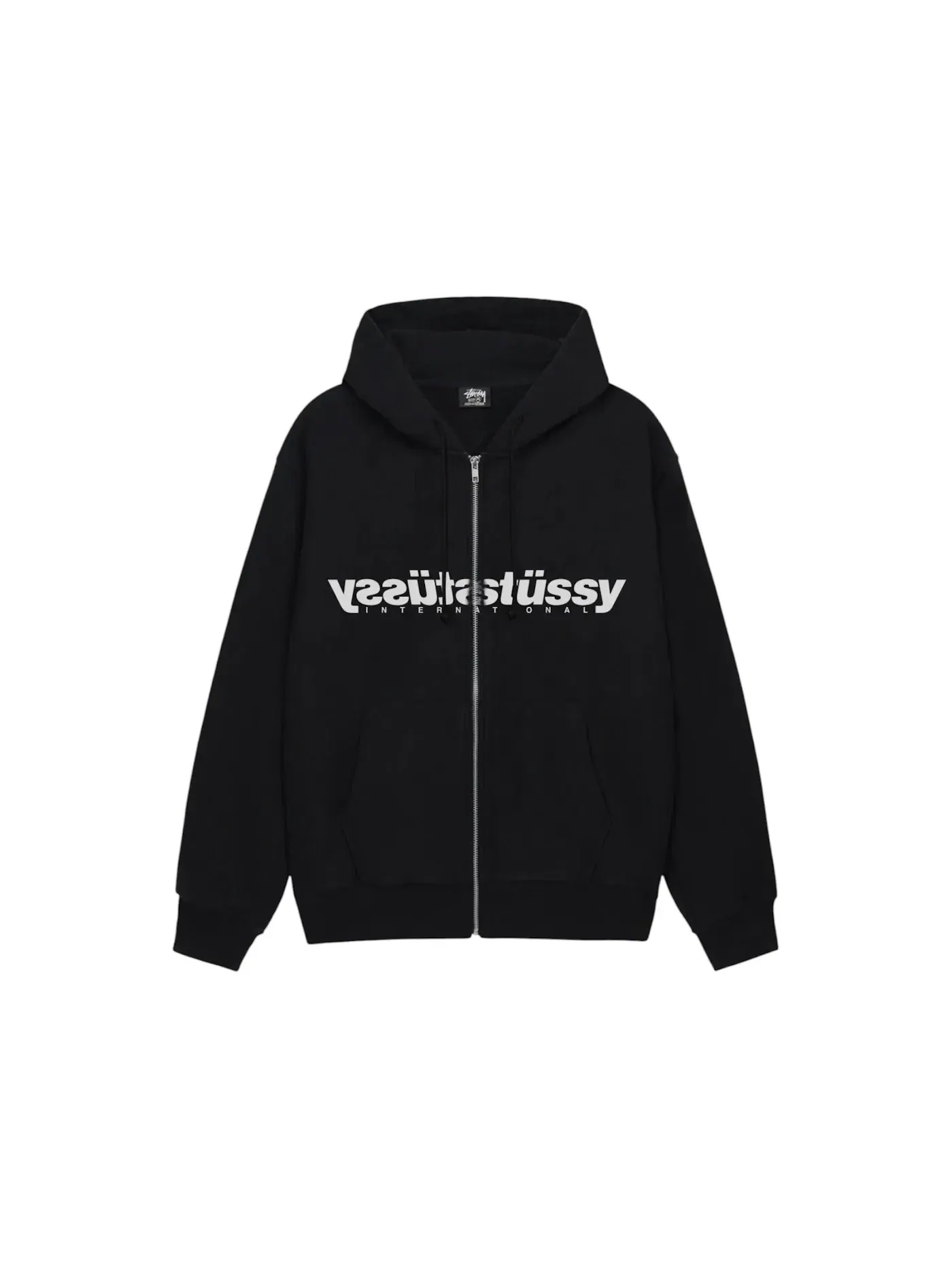 Мужская худи Stussy Mirror Zip Hoodie — изображение 1 из 1, черный