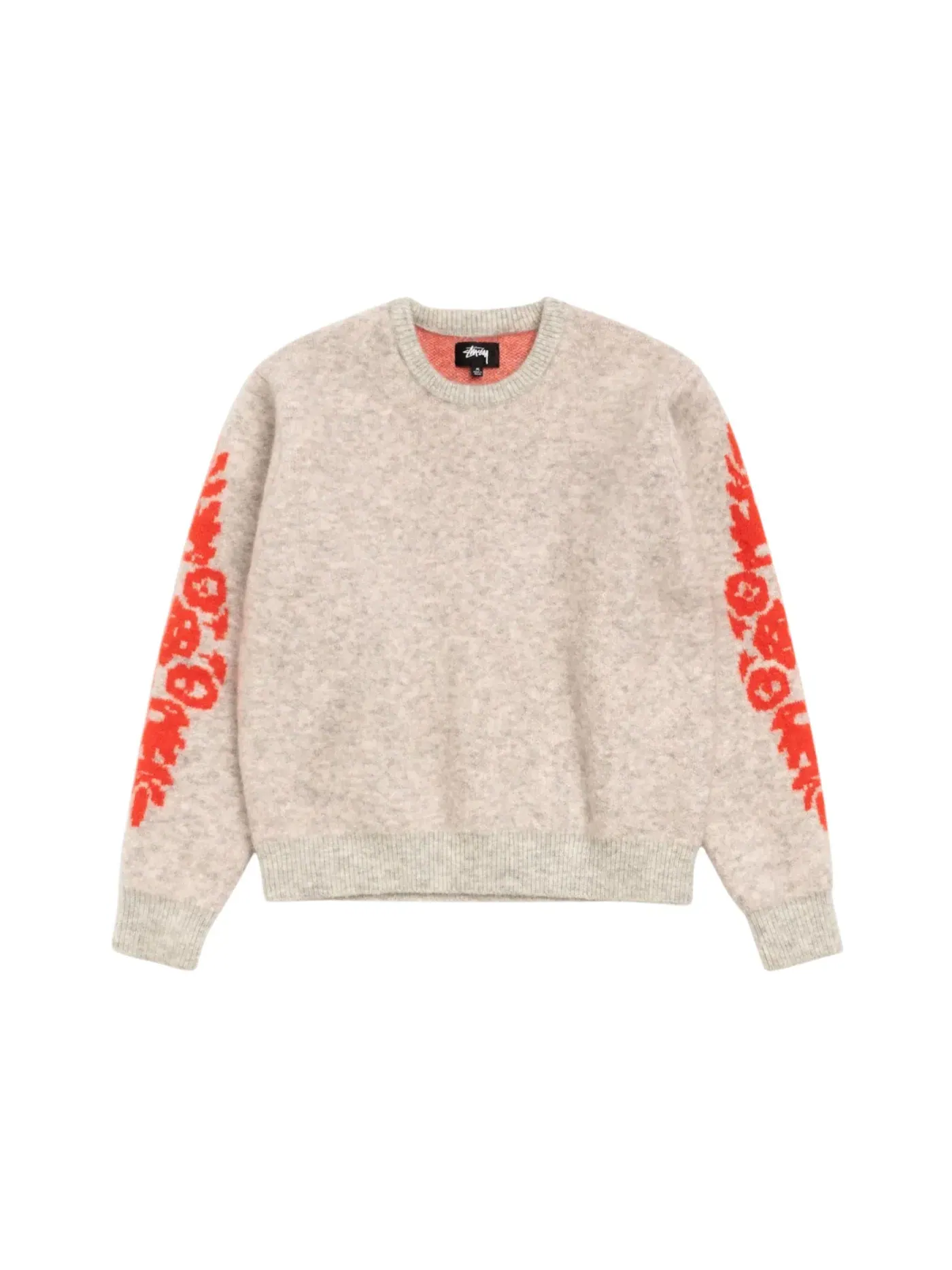 Мужской свитер с принтом Mohair Flower Stussy — изображение 1 из 2, серый