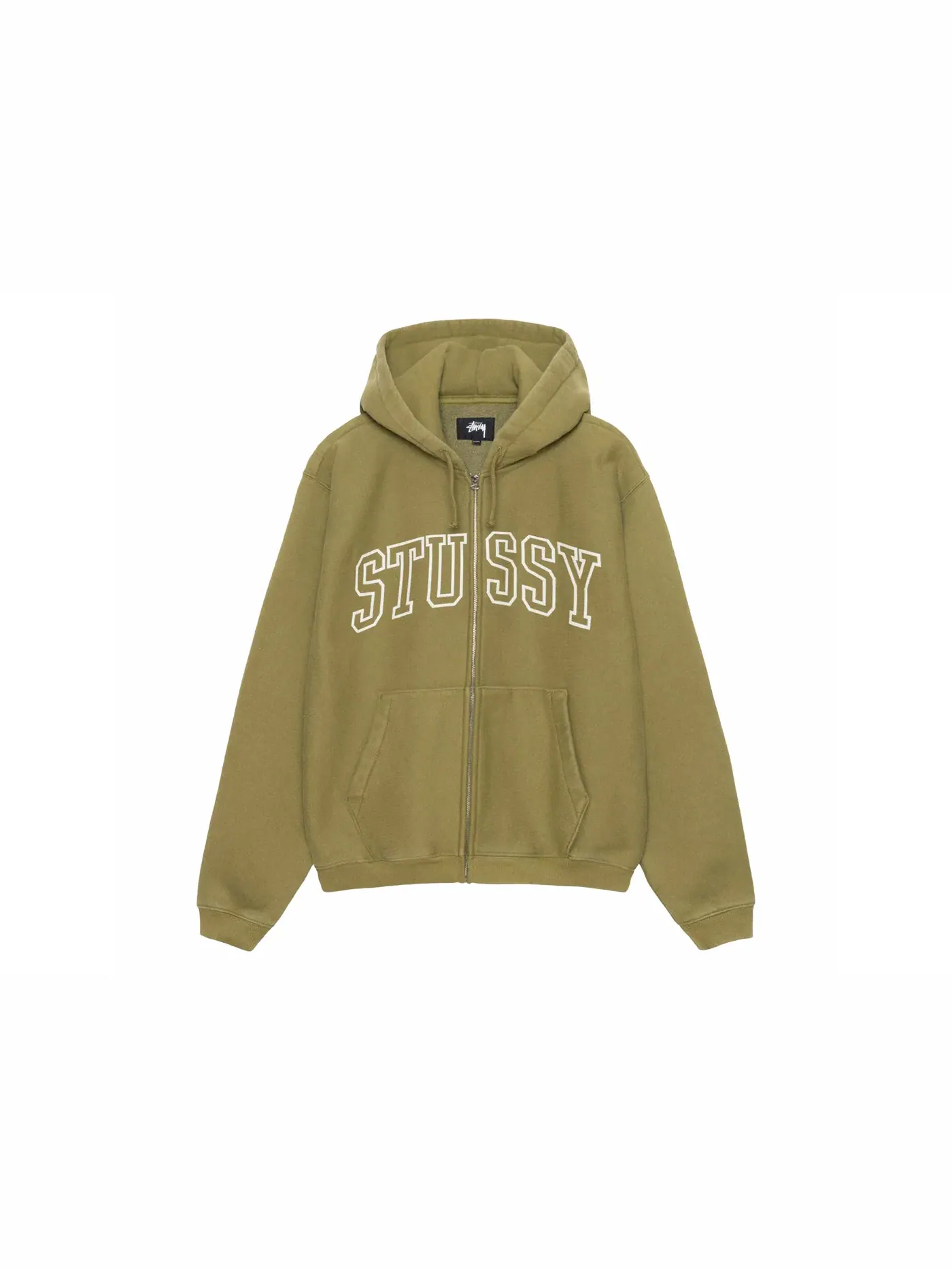 Мужская худи Stussy Outline Zip — изображение 1 из 2, оливковый
