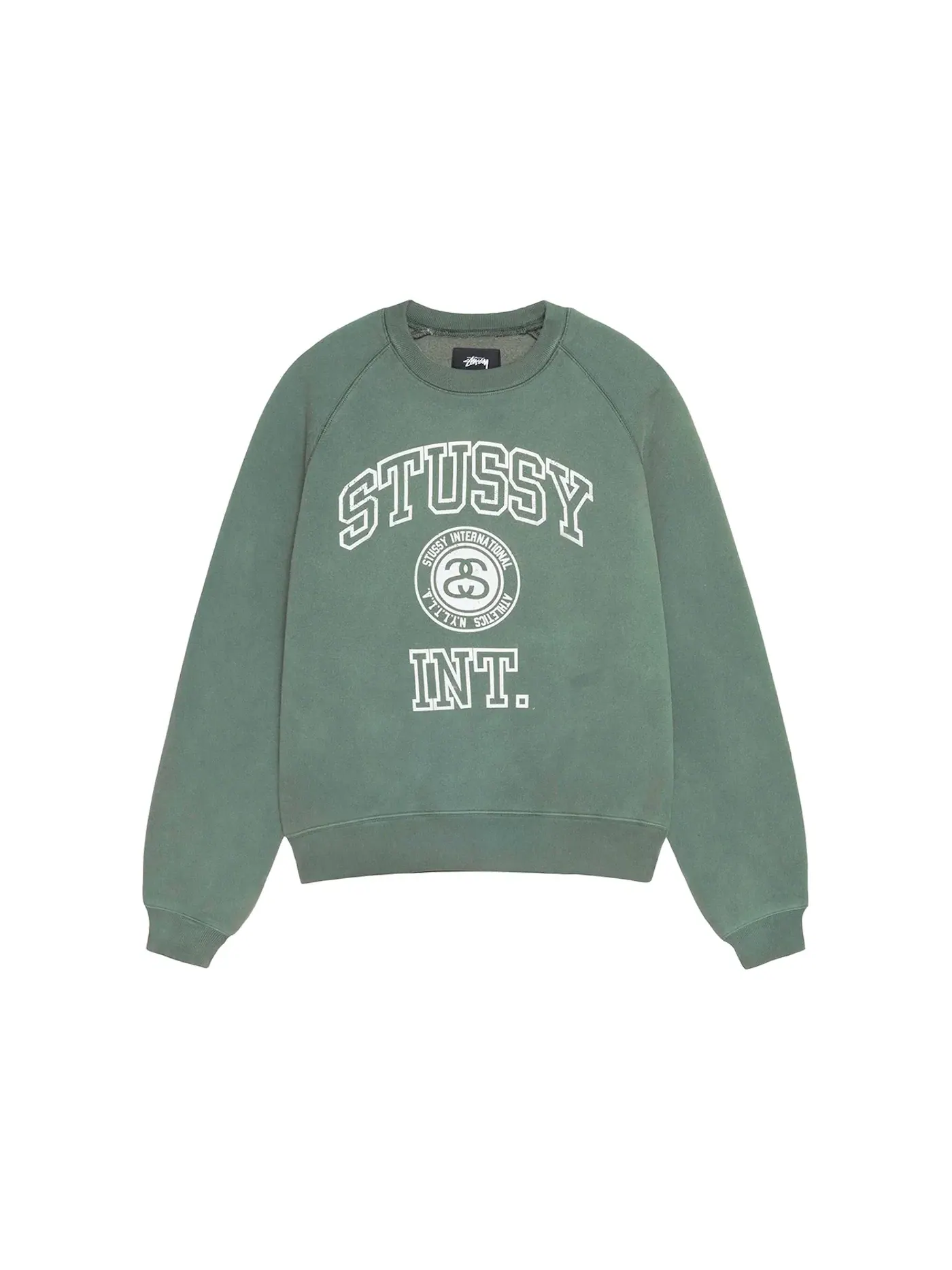 Мужской свитшот с регланом Stussy Overlock Varsity Raglan Crew — изображение 1 из 2, папоротник