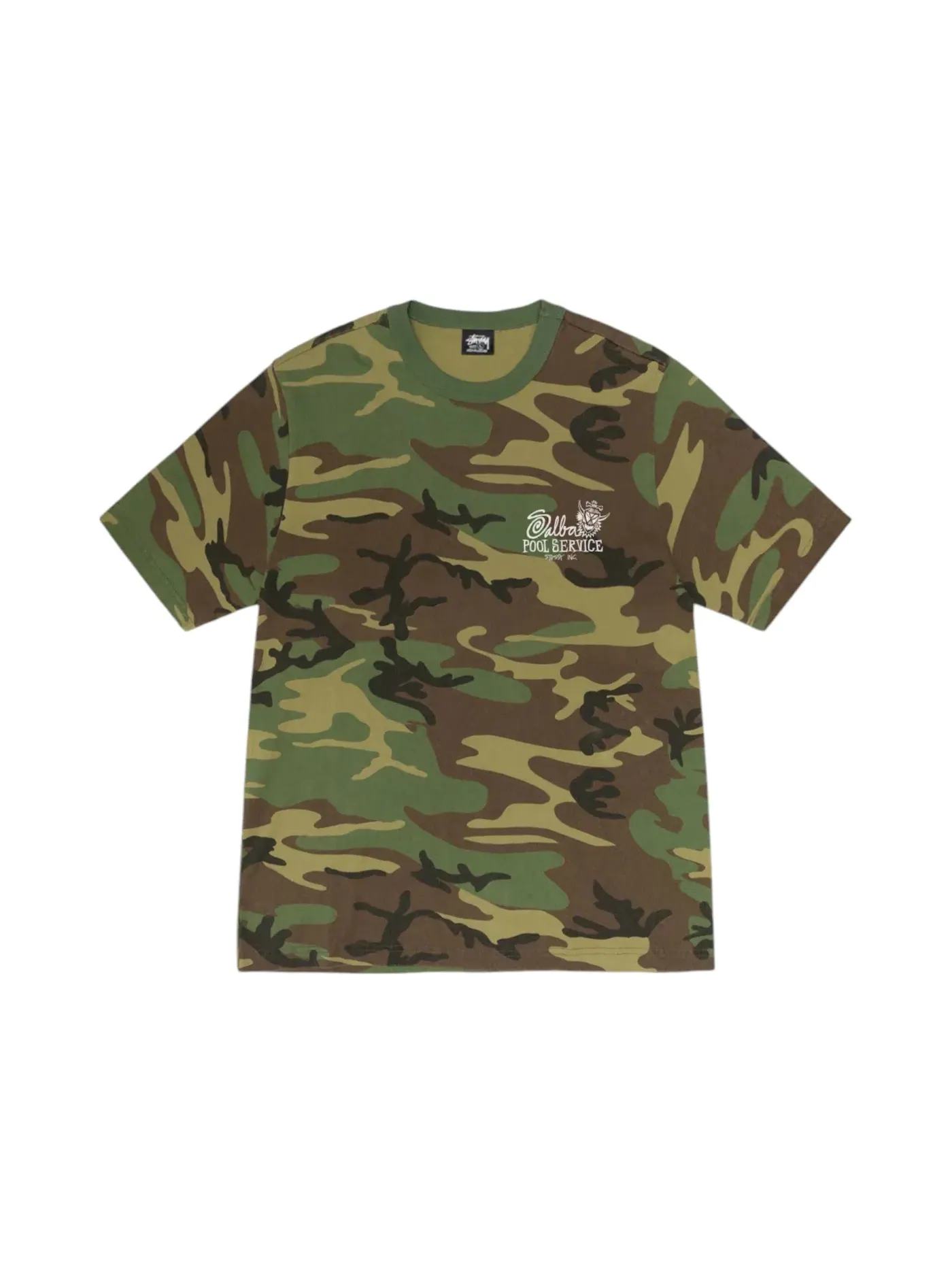 Мужская футболка с принтом Stussy Pool Service Pigment Dyed Tee — изображение 2 из 2, камуфляж