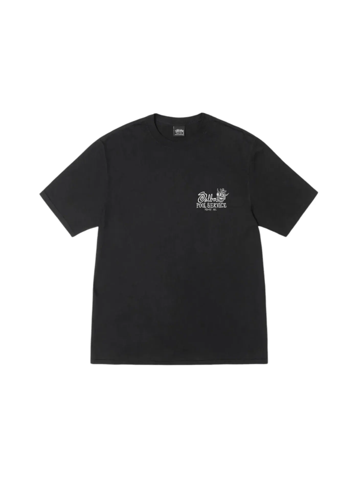 Мужская футболка с принтом Pool Service Stussy — изображение 2 из 2, черный