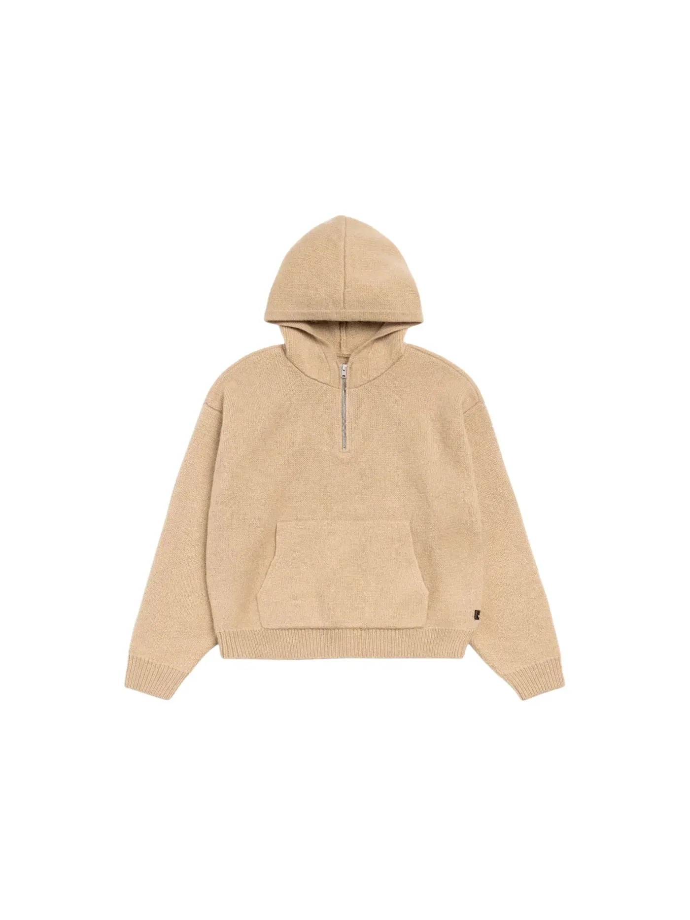 Мужской худи с четверть-застежкой-молнией Stussy Hoodie — изображение 1 из 2, бежевый