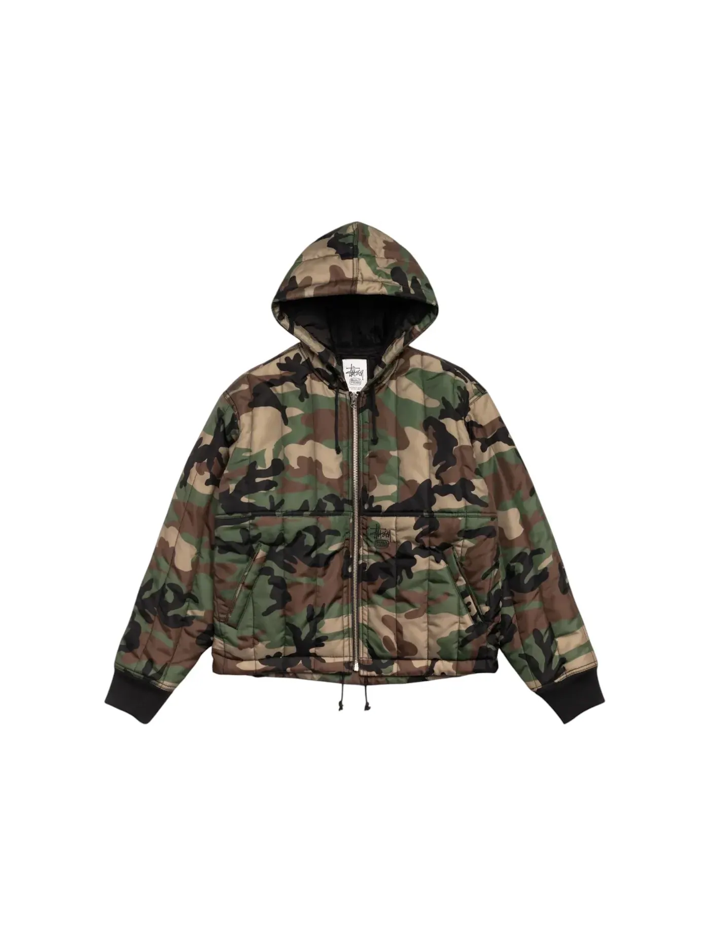 Мужская куртка стеганая нейлоновая с камуфляжным принтом Woodland Camo Stussy, Woodland Camo — изображение 1 из 2