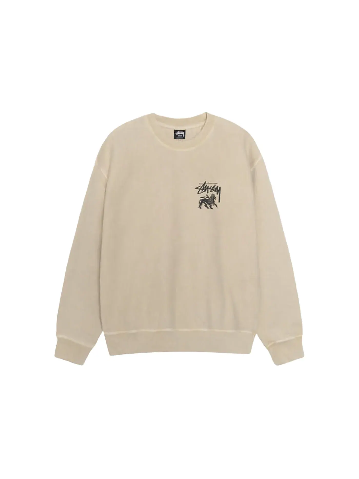 Мужской свитшот с пигментным окрашиванием Stussy Crew — изображение 1 из 2, хаки