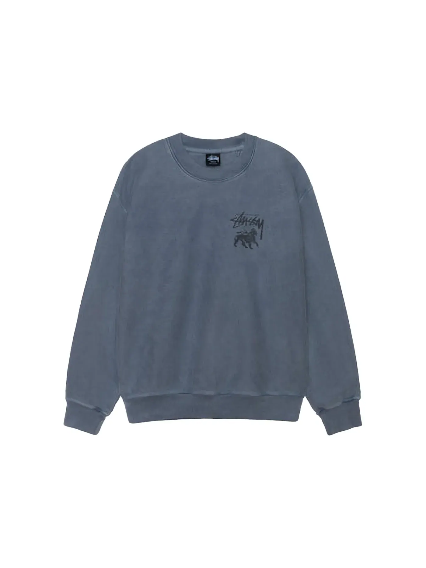 Мужской свитшот с пигментным окрашиванием Crew Stussy — изображение 1 из 2, темно-синий