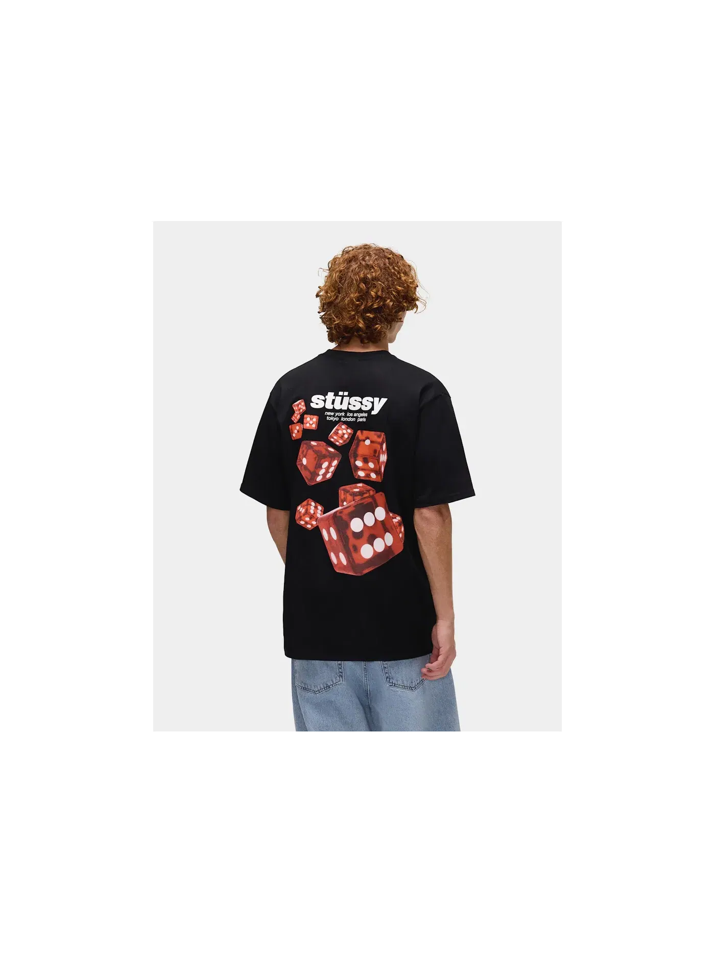 Мужская футболка с принтом Tee Stussy — изображение 5 из 6, черный