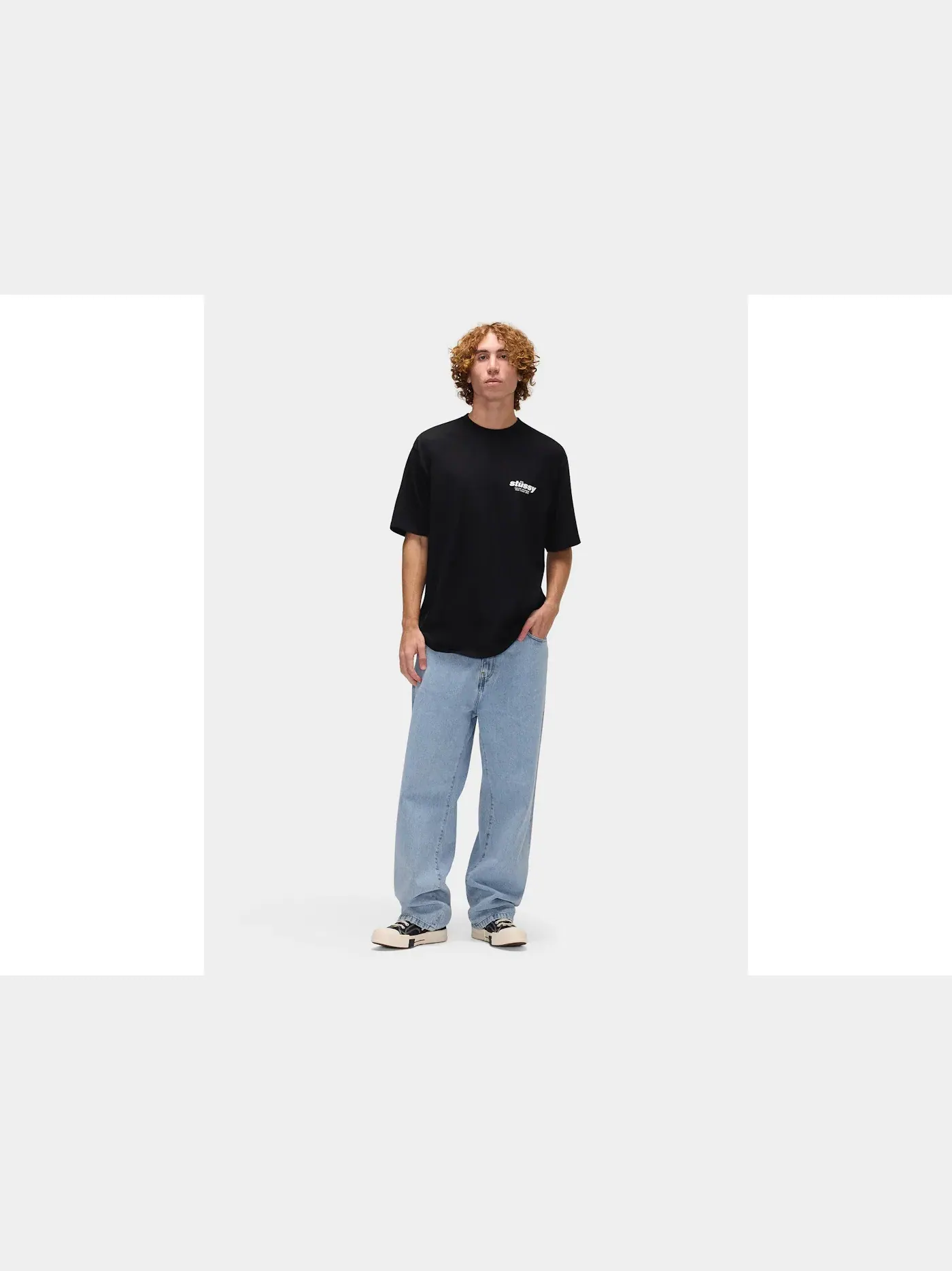 Мужская футболка с принтом Tee Stussy — изображение 6 из 6, черный