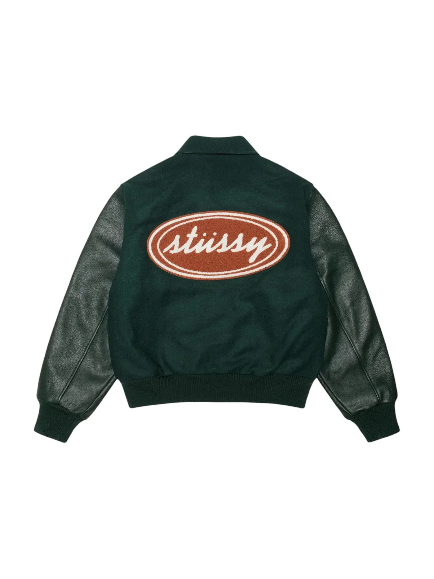 Мужская куртка-бомбер Stussy Script Oval Varsity Jacket — изображение 2 из 2, зеленый