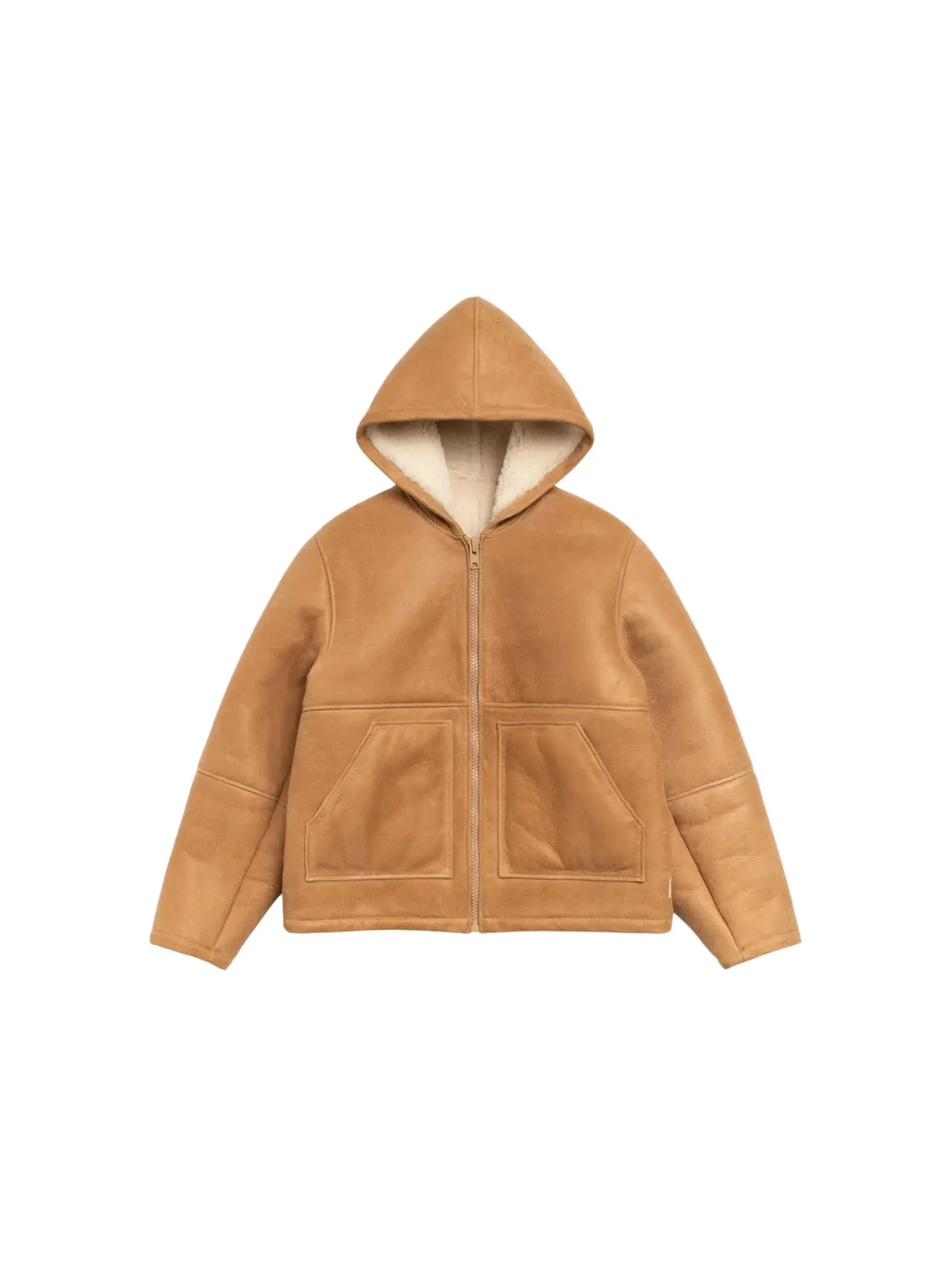 Мужская куртка с овчиной и капюшоном Stussy — изображение 1 из 2, бежевый