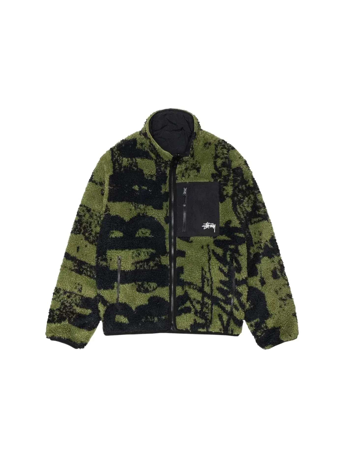 Мужская куртка реверсивная с принтом Stussy — изображение 1 из 2, зеленый
