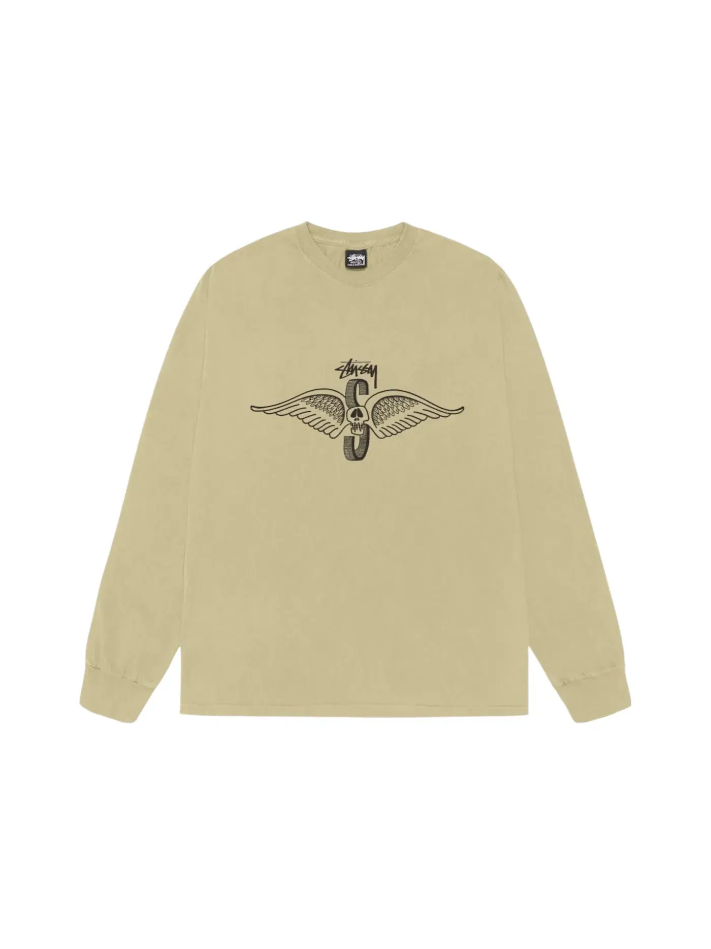 Мужская футболка с длинным рукавом с принтом Skull Wings Stussy, Elm — изображение 1 из 2