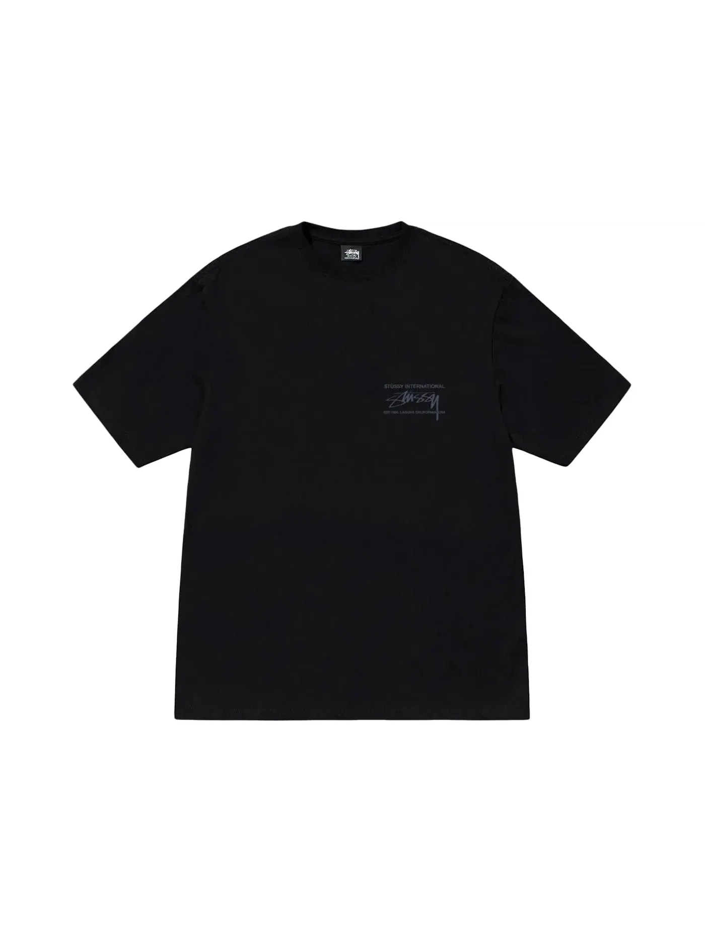 Мужская футболка с принтом Stussy — изображение 2 из 2, черный