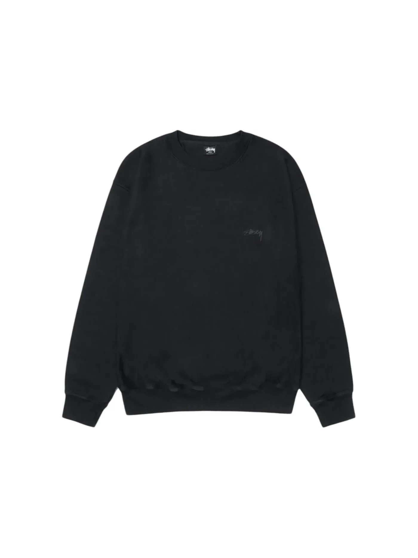 Мужской свитшот с пигментным окрашиванием Crew Stussy — изображение 1 из 2, черный