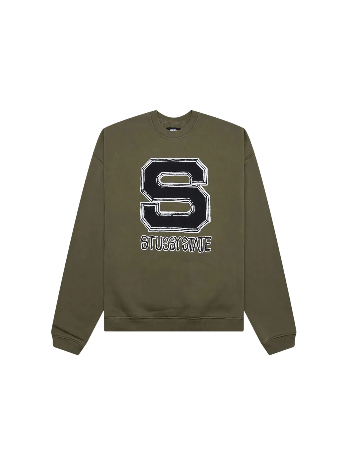 Мужской худи Stussy State Crew Hoodie Olive — изображение 1 из 2, оливковый