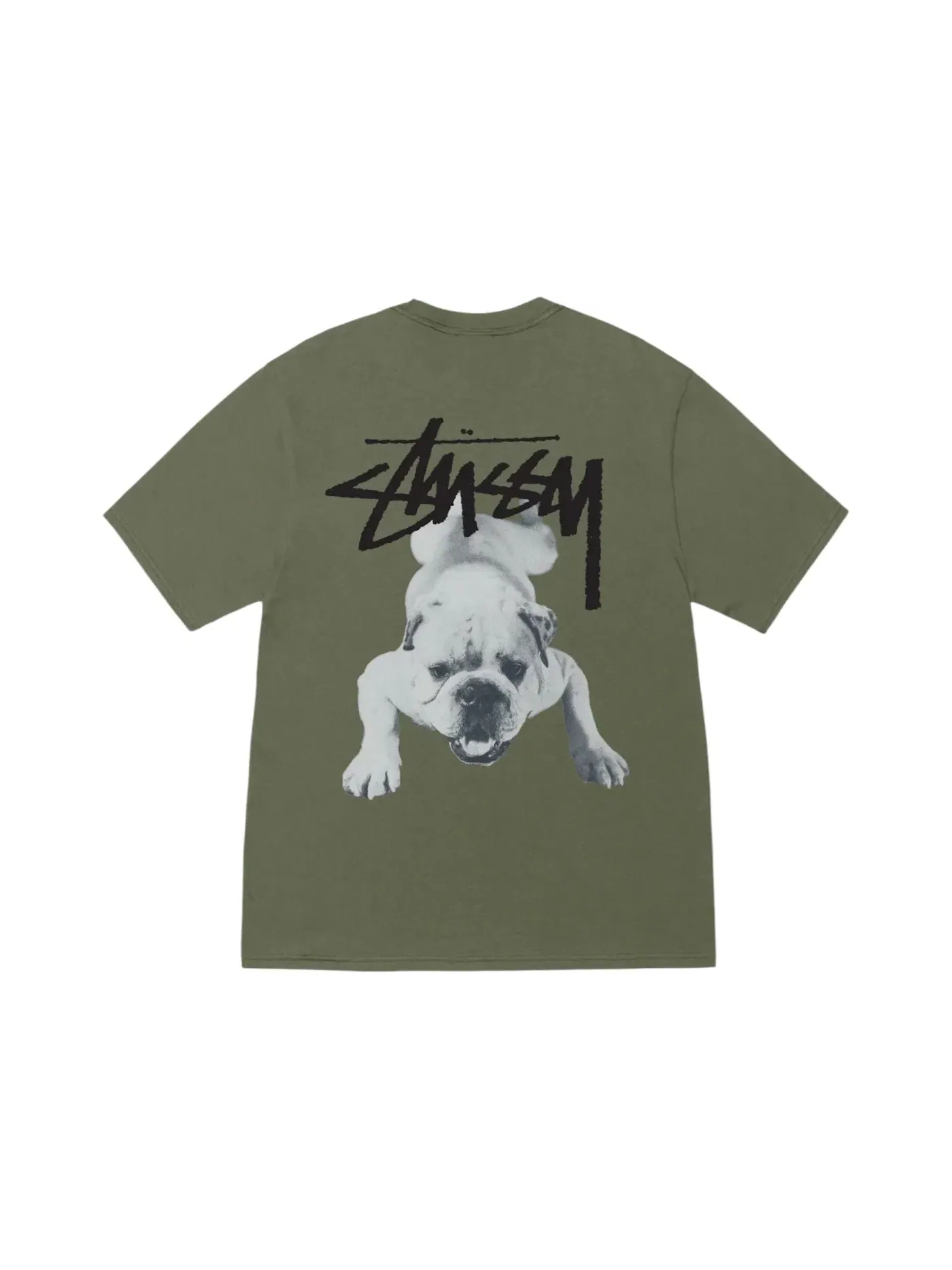 Мужская футболка с принтом Stock Dog Stussy — изображение 1 из 1, оливковый
