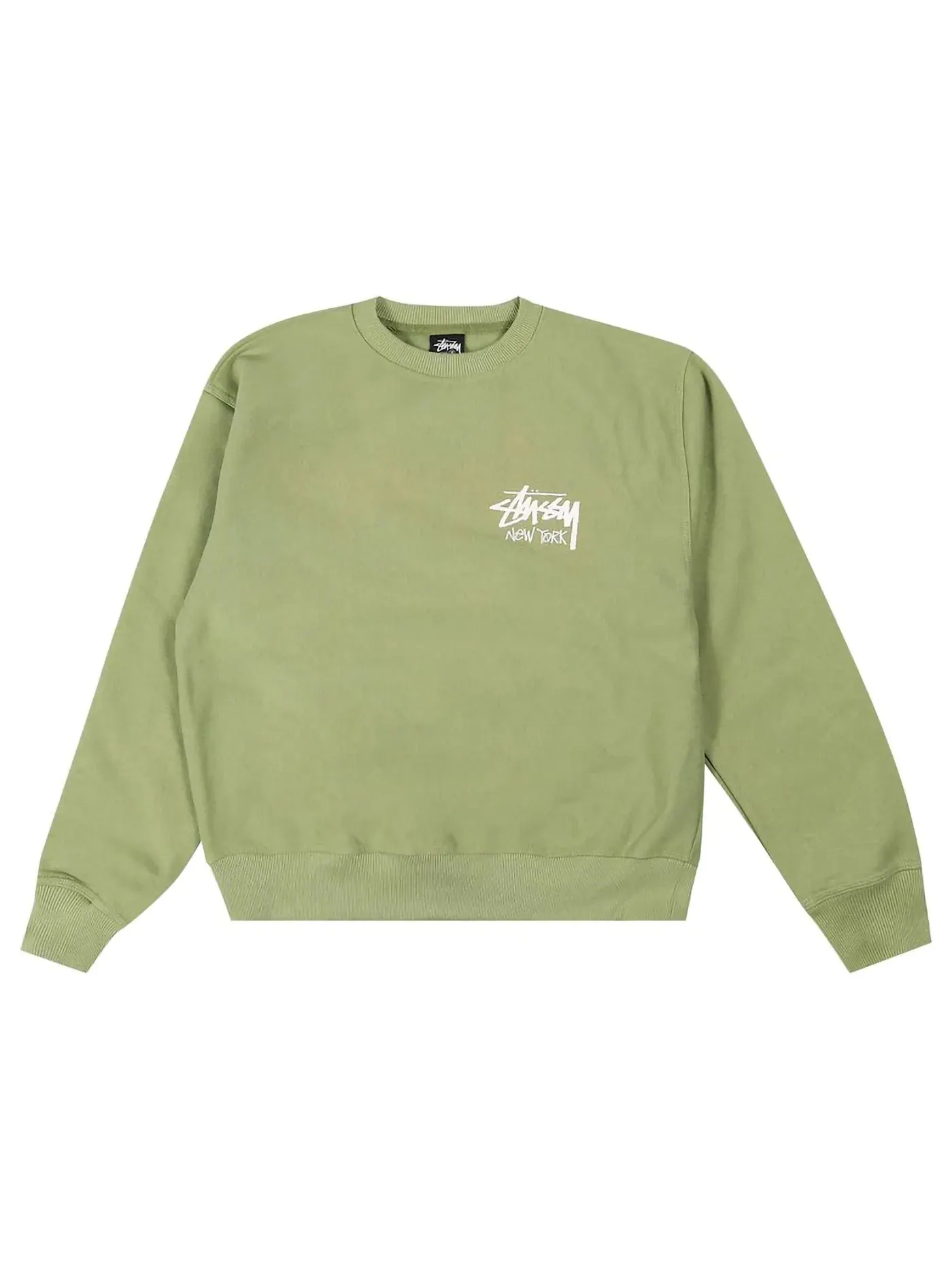 Мужской свитшот с принтом Crew Stussy — изображение 1 из 2, мох