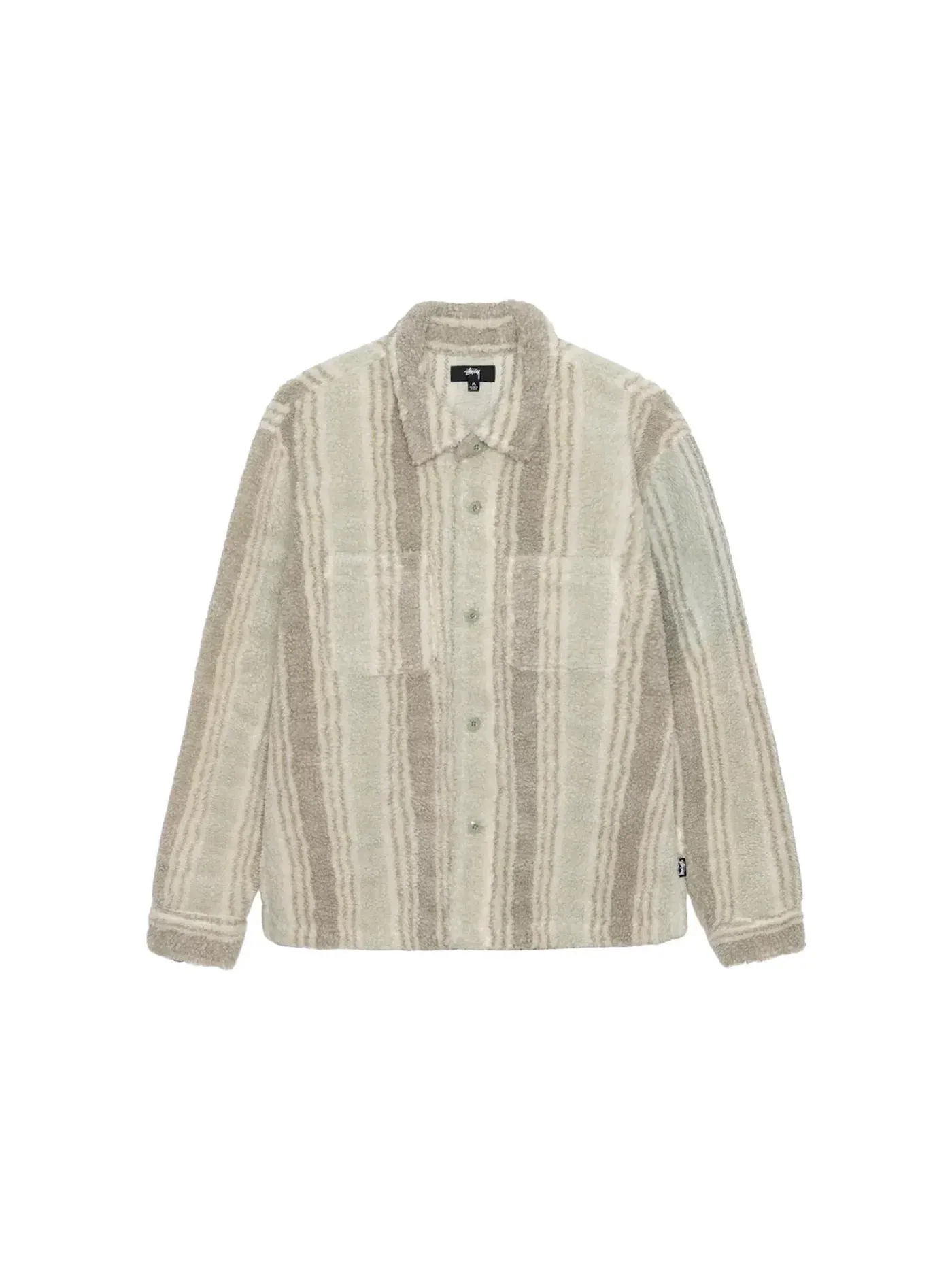 Мужская рубашка с принтом Stussy Stripe Sherpa Shirt — изображение 1 из 2, прозрачный