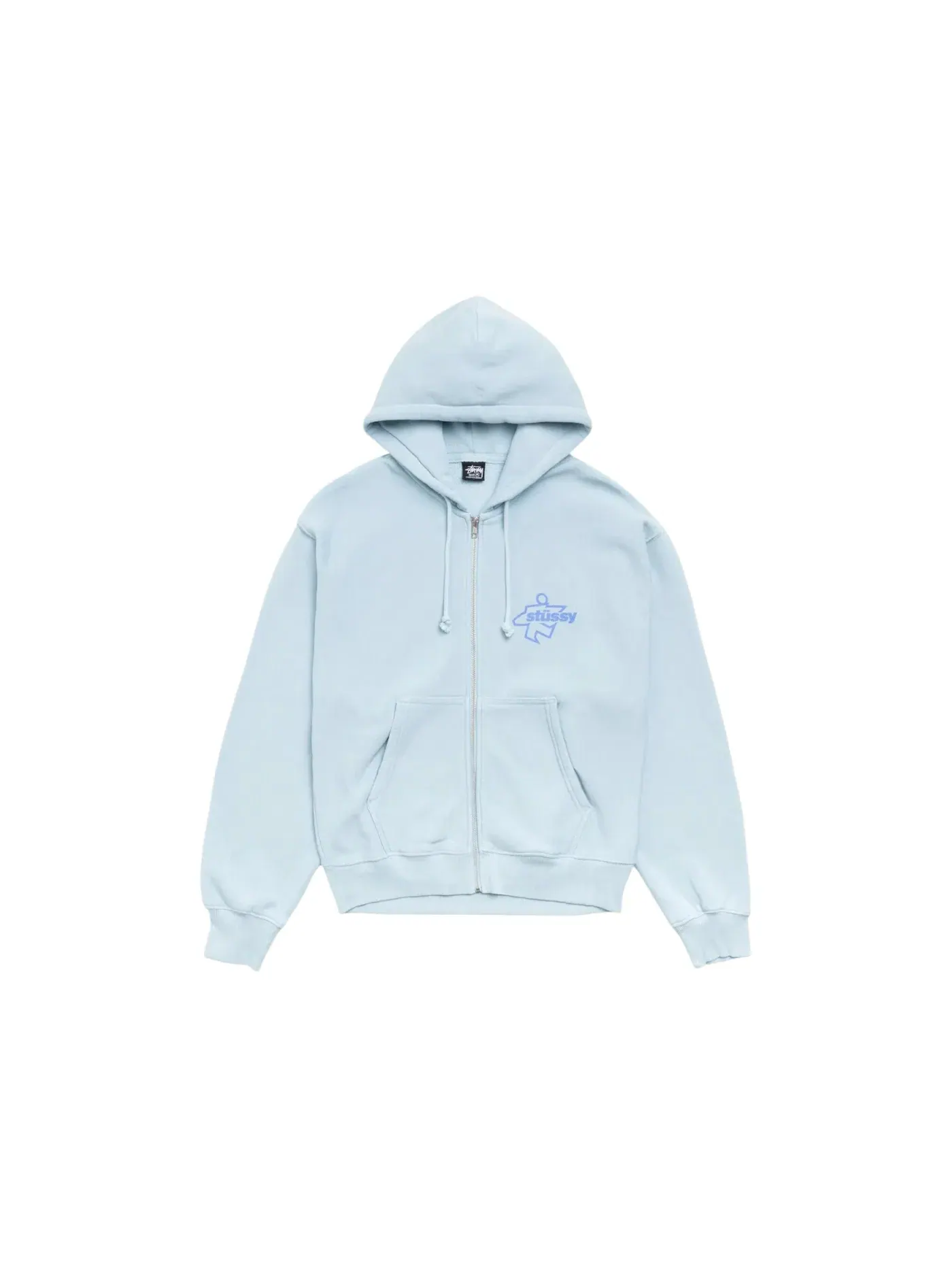 Унисекс худи Surf Size Zip Sky Blue Stussy — изображение 1 из 2, синий