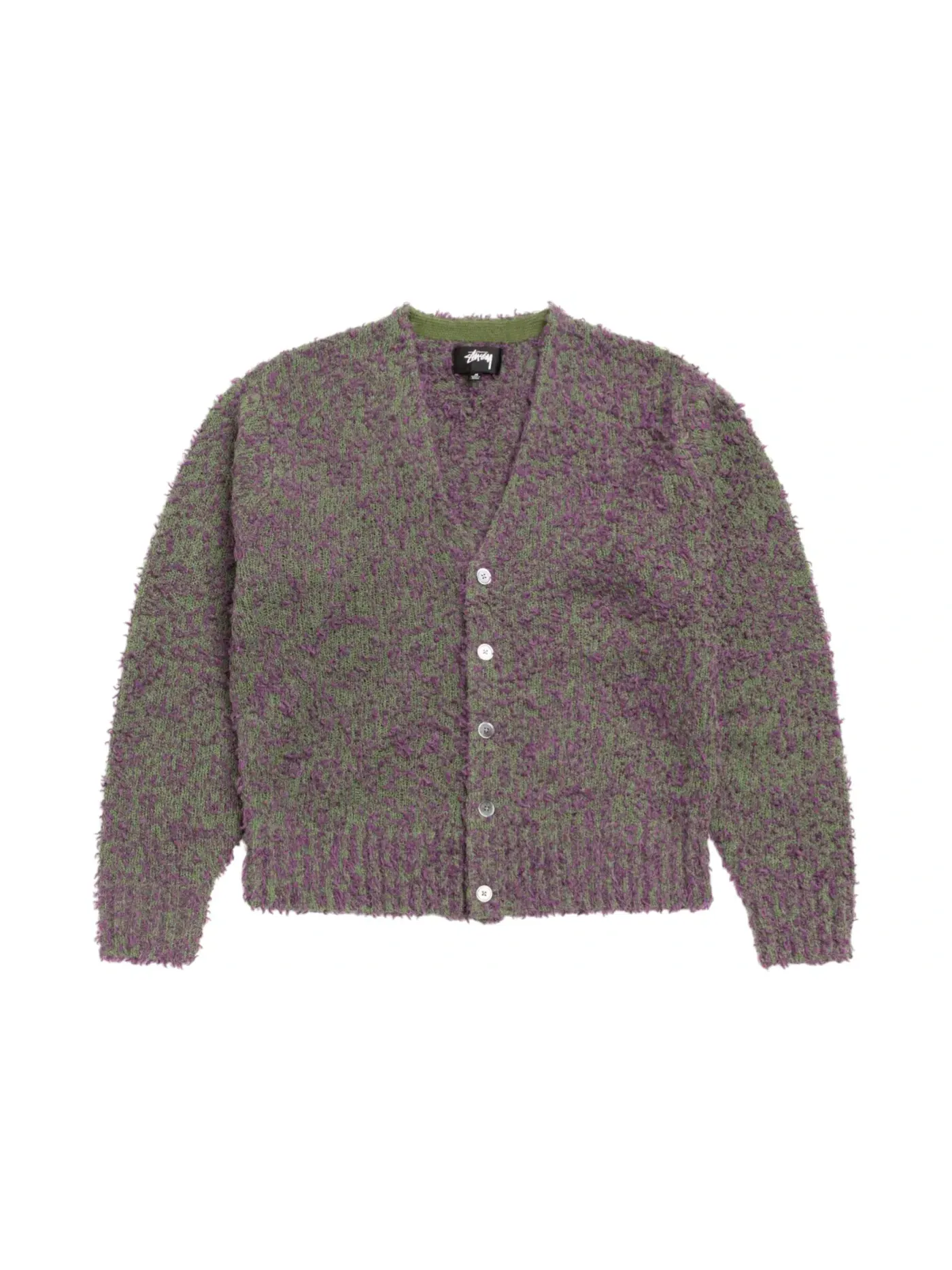 Мужской кардиган с текстурой Stussy — изображение 1 из 2, фиолетовый/зеленый