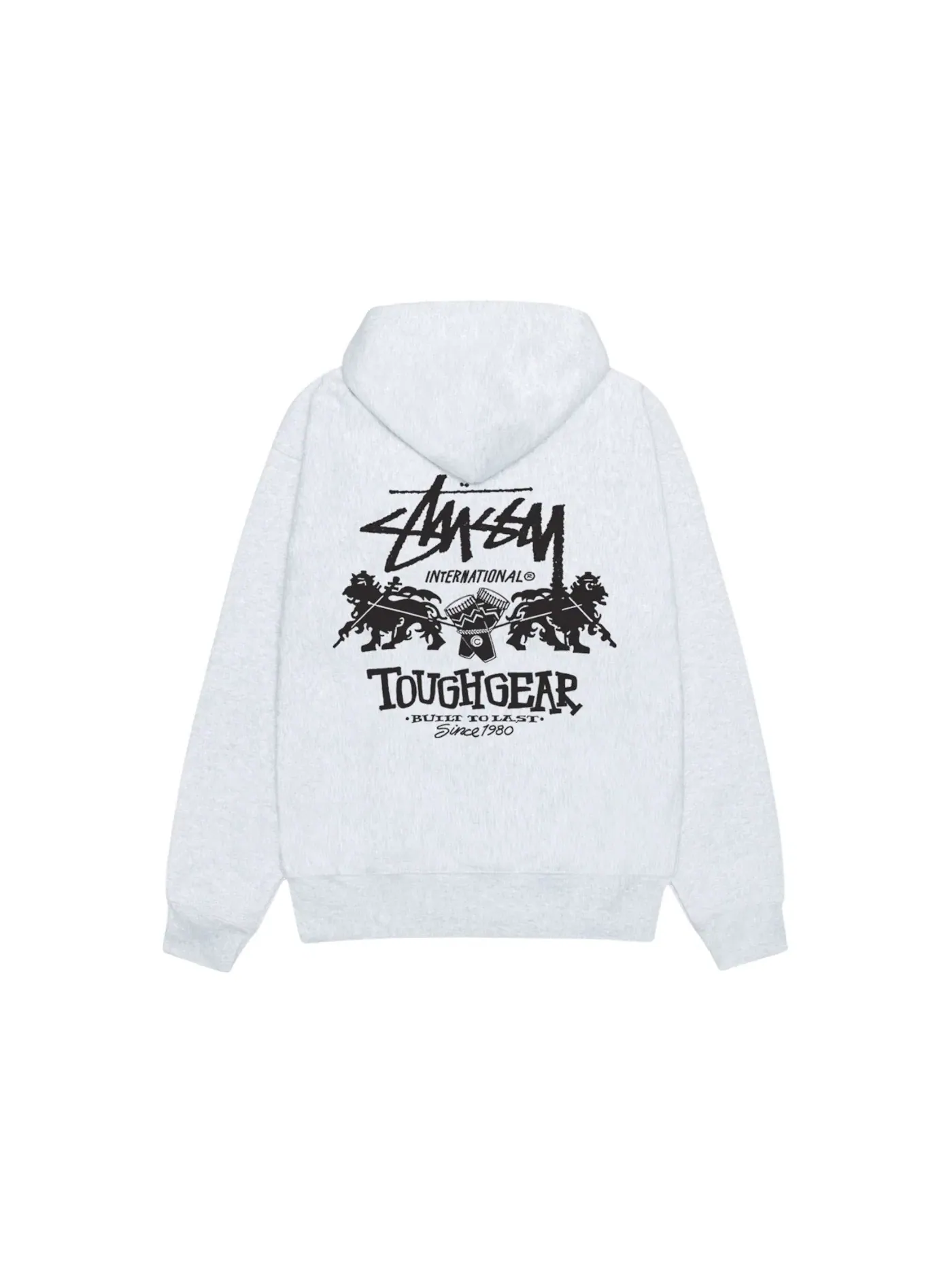 Мужской худи с принтом Tough Gear International Stussy — изображение 1 из 2, пепельный вереск