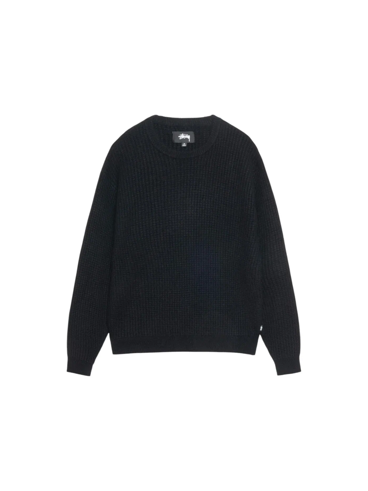 Мужской свитер из кашемира вафельной вязки Crew Stussy — изображение 1 из 2, черный