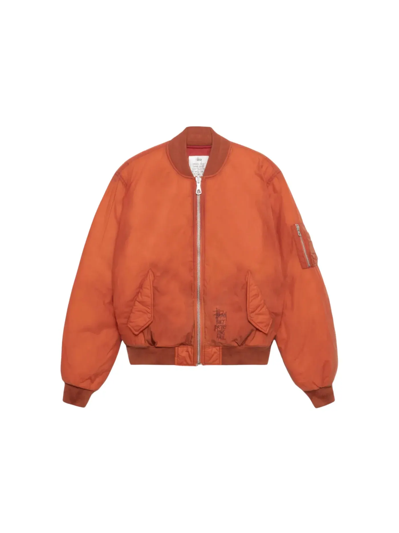 Мужская куртка-бомбер вощеная с принтом Stussy — изображение 1 из 2, красный